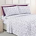 Elegant Comfort Luxury Soft Bed Sheets Marble Pattern - 1500 Premium Hotel Quality Microfiber Softness Wrinkle and Fade Resistant (6-Piece) Bedding Set, Queen, White
