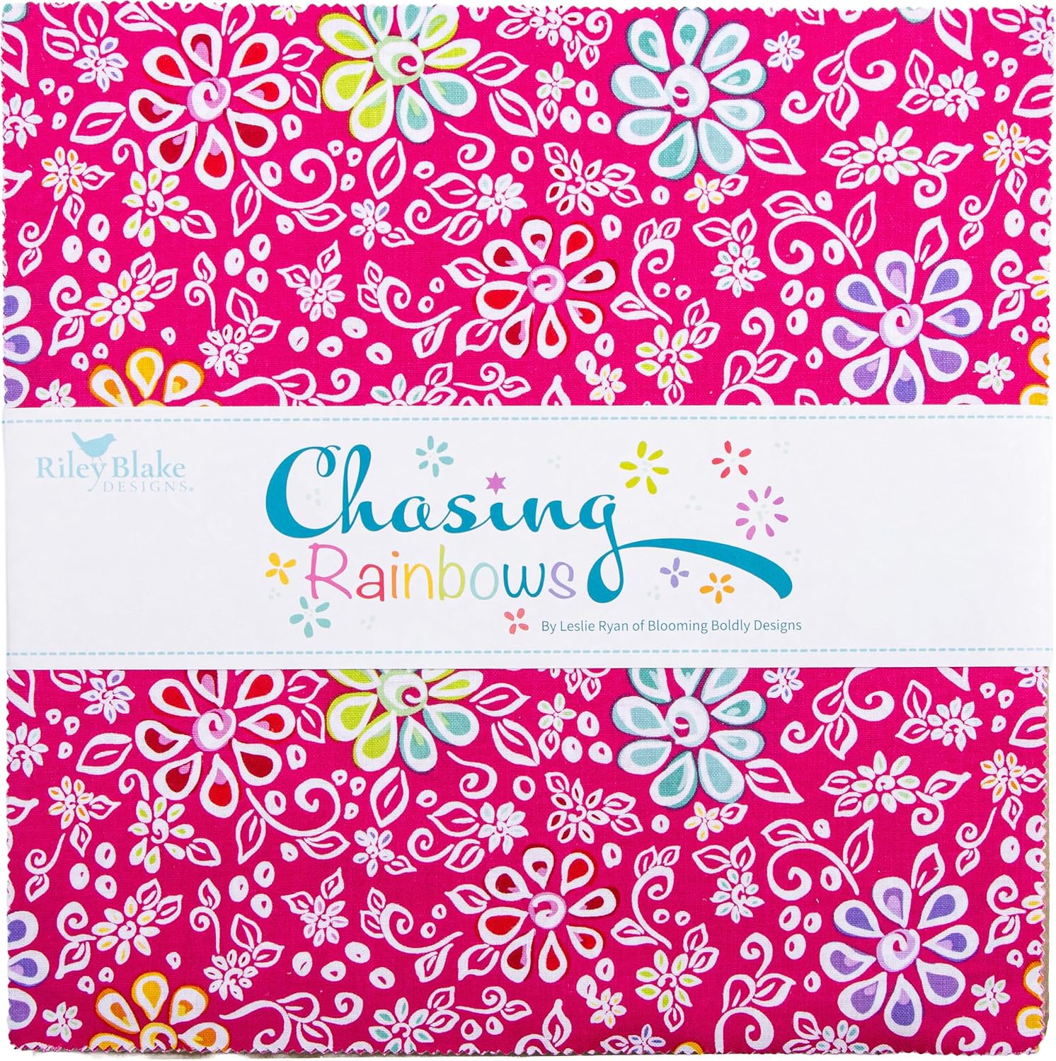 Blooming Boldly Designs Chasing Rainbows 42 10-inch Squares Layer Cake Riley Blake 10-18010-42