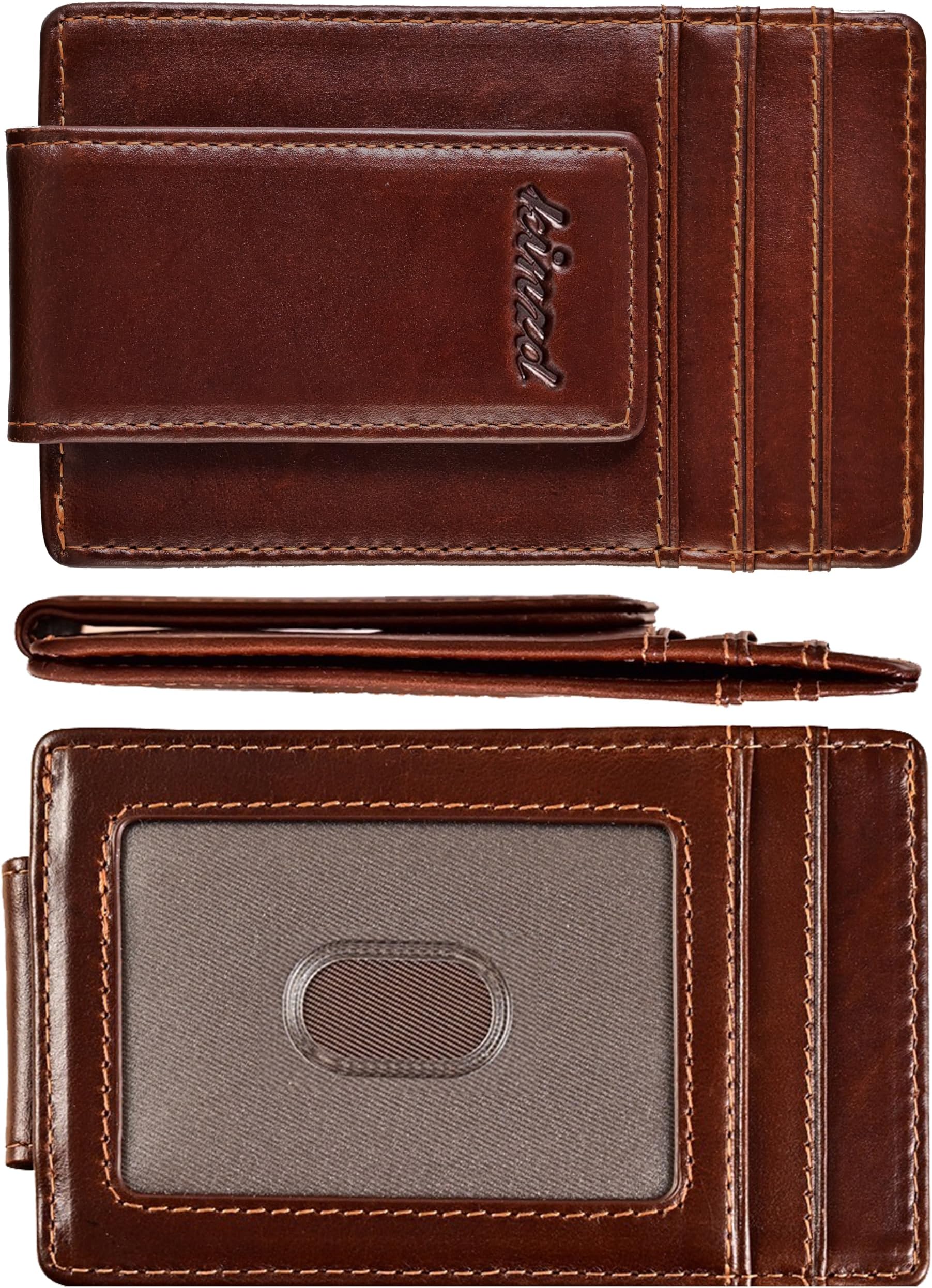kinzd Money Clip, Front Pocket Wallet, Leather RFID Blocking Strong Magnet thin Wallet
