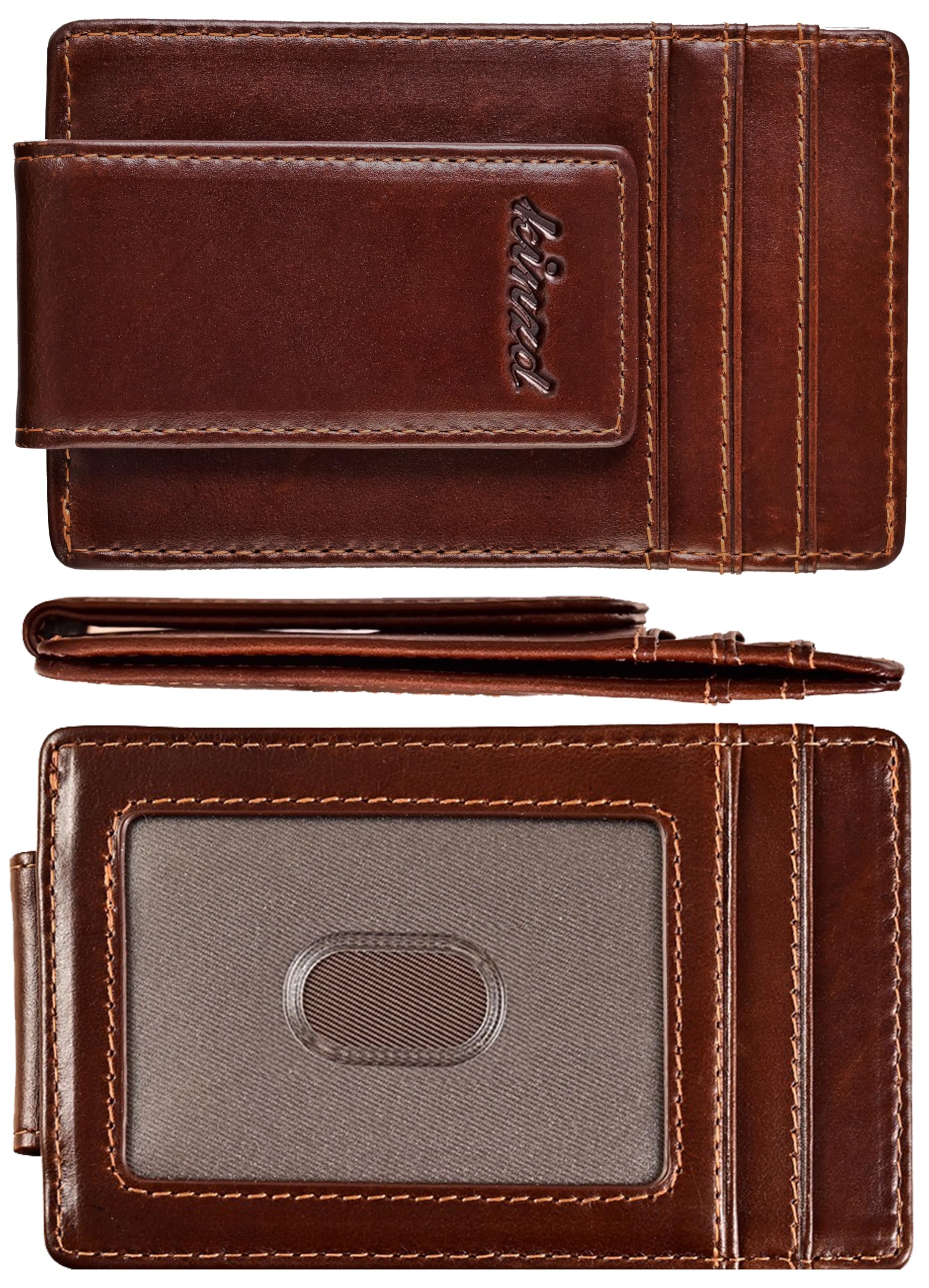 kinzd Money Clip, Front Pocket Wallet, Leather RFID Blocking Strong Magnet thin Wallet