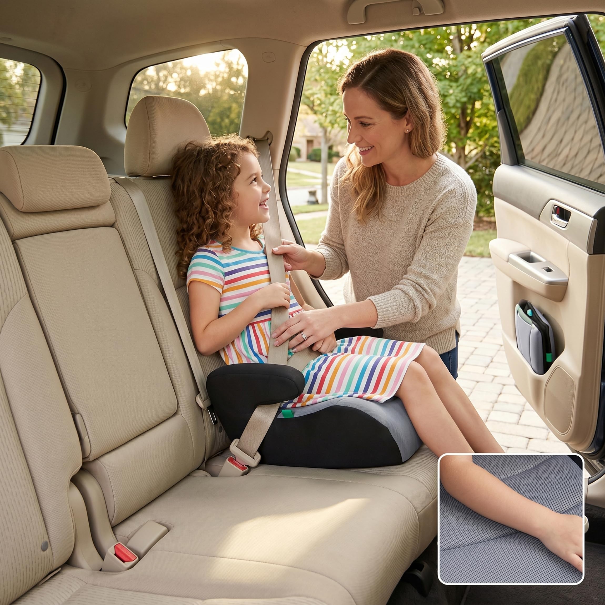 Seggiolino auto rialzato ergonomico grigio 15x14x7 pollici per bambini dai 4 ai 7 anni