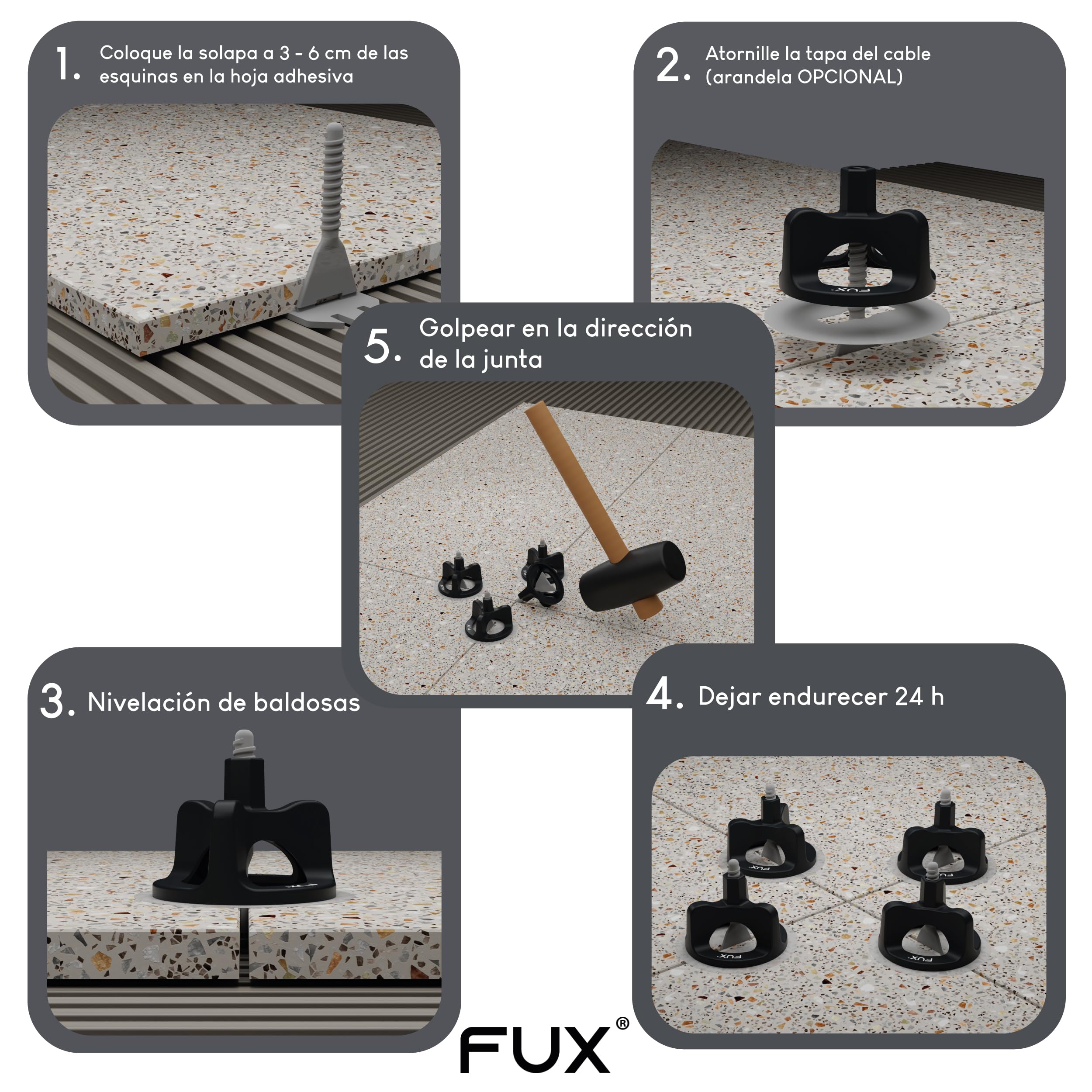 FUX 200 piezas de lengüetas con rosca, ancho de junta de 2 mm, herramienta para azulejos, ayuda para la colocación de azulejos, sistema de colocación de azulejos, accesorios para albañil, lengüetas de
