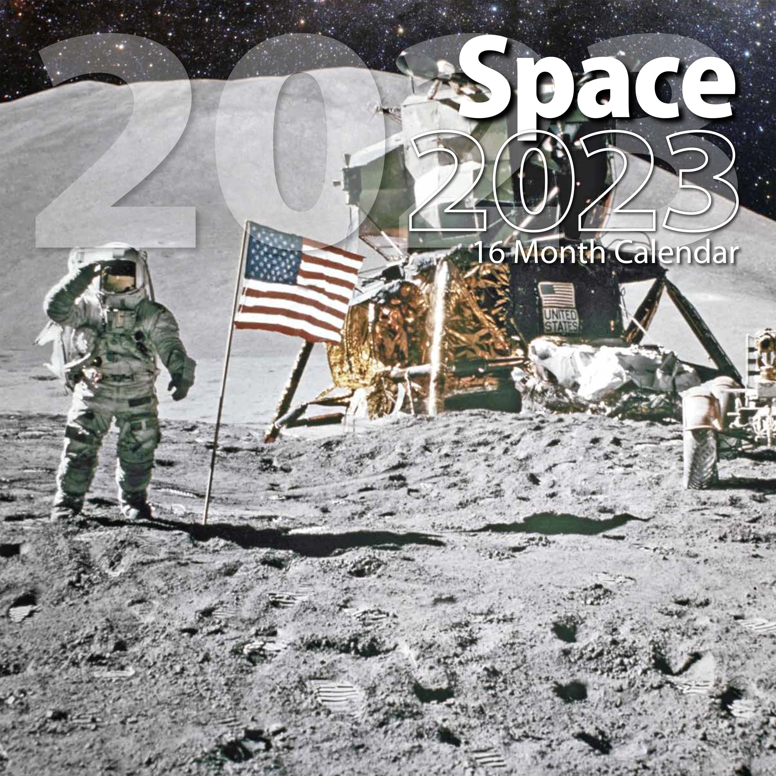 OCD Bargain 2023 Wall Calendar 16-Months/Different Designs Unruled Block With Thick Paper And Note Box, Full Color Beautiful Printed For Office and Home Use, 12”x24” (Open) (Space)