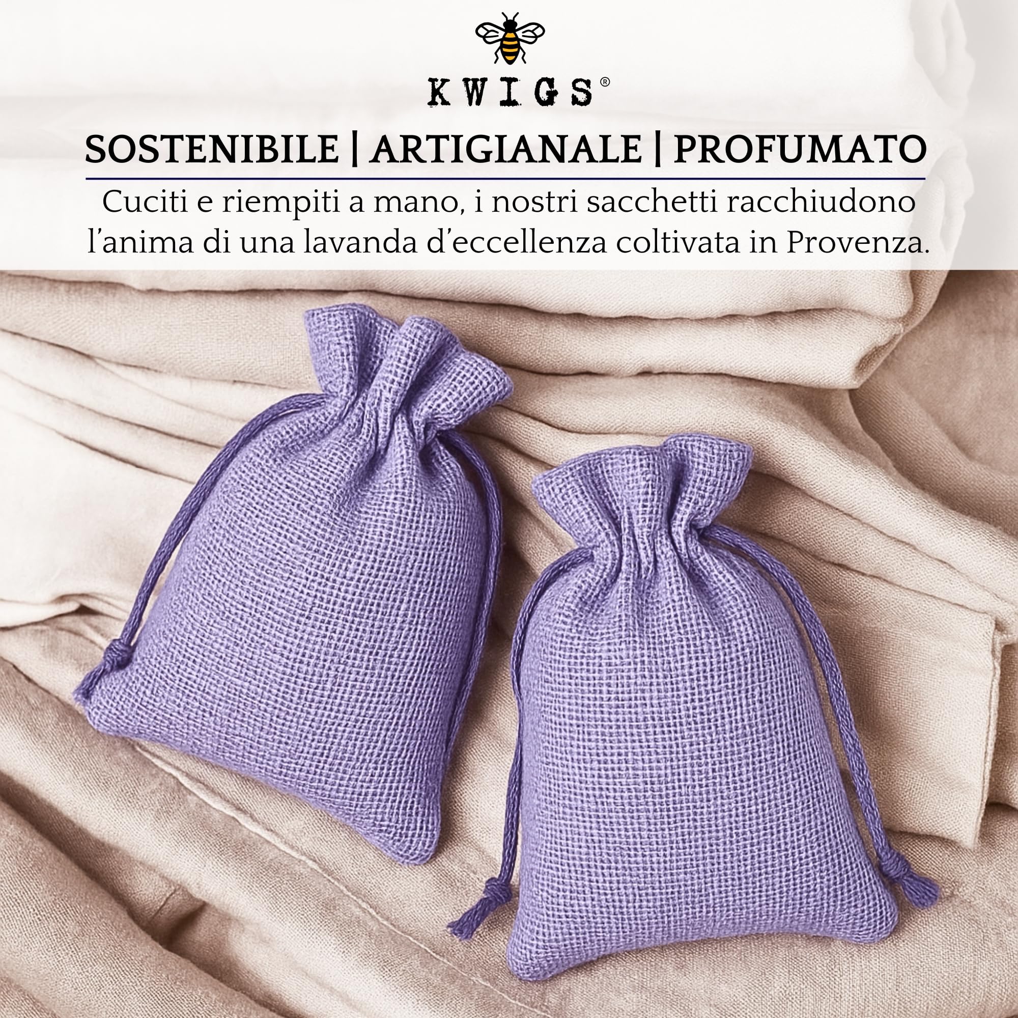 Sacchetto di lavanda in iuta foderata – 12 sacchetti color lavanda senza OGM riempiti a mano – piccola borsa per armadi, biancheria, armadio – fiori di alta Provenza – nuova raccolta