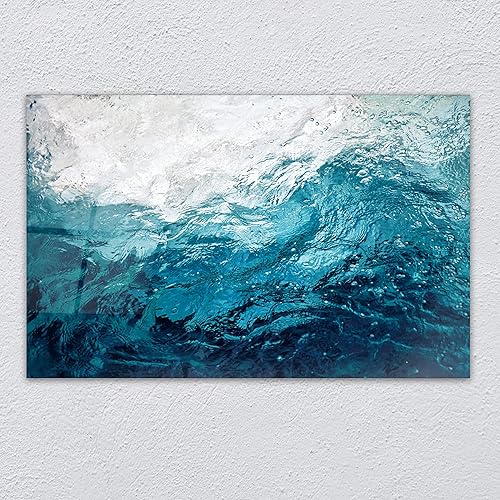 Arte de pared de vidrio agua del océano - Regalo de inauguración de la casa - Ideas de diseño de interiores - Arte de pared con impresión grande
