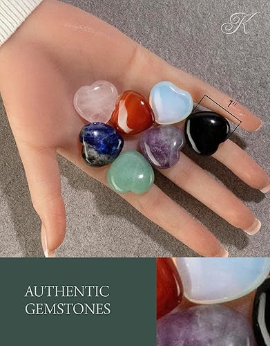 Miniatura 3 de KALIFANO Paquete de 7 tallas de corazón de piedras preciosas, cristales de reiki de alta energía (amatista, aventurina, cornalina, obsidiana,