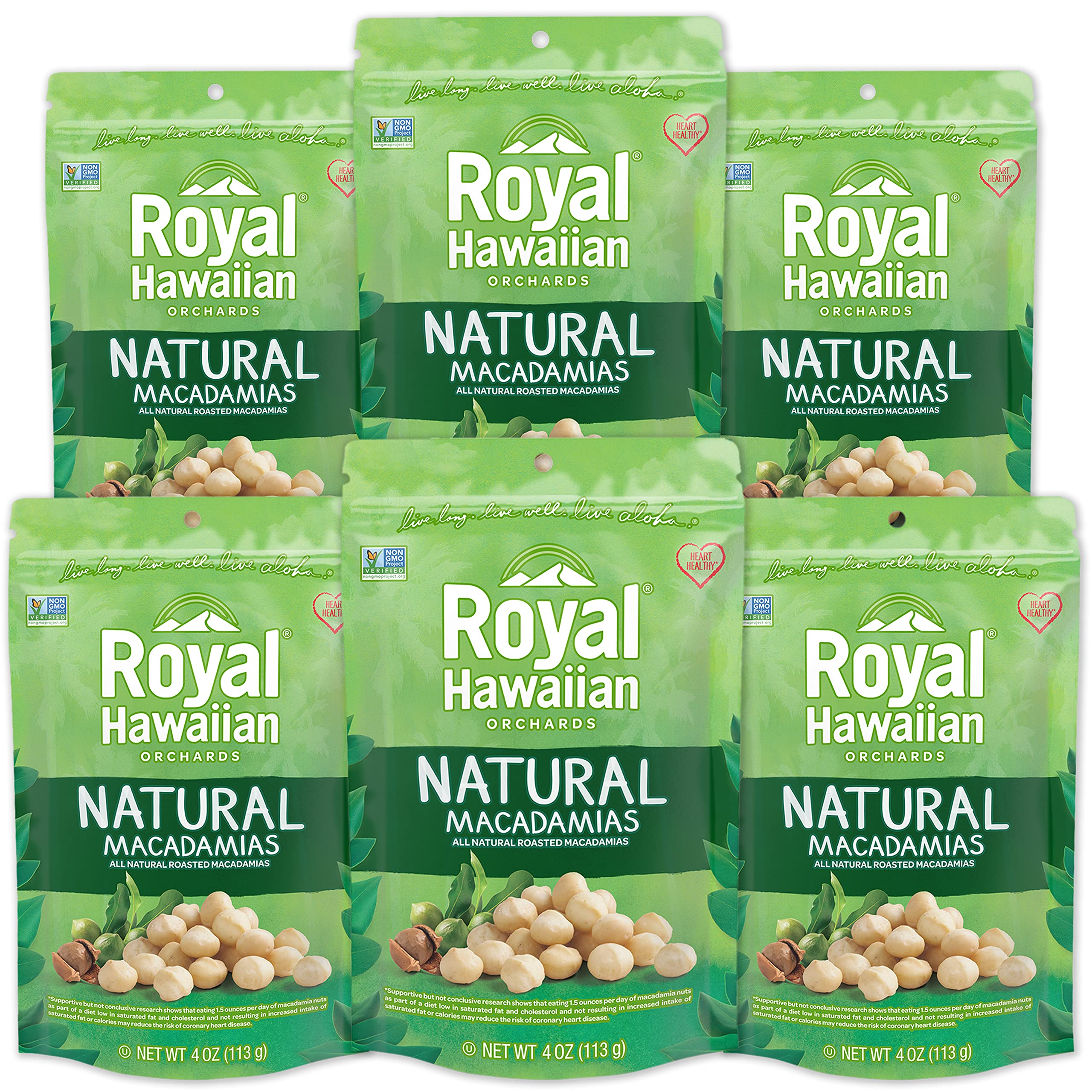 Royal Hawaiian Orchards Macadamia Nuts, Natural, 4 oz (Pack of 6)