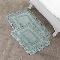 Vista 31 de Laura Ashley Alfombra de baño de algodón de ganchillo 17x24 in, Aqua