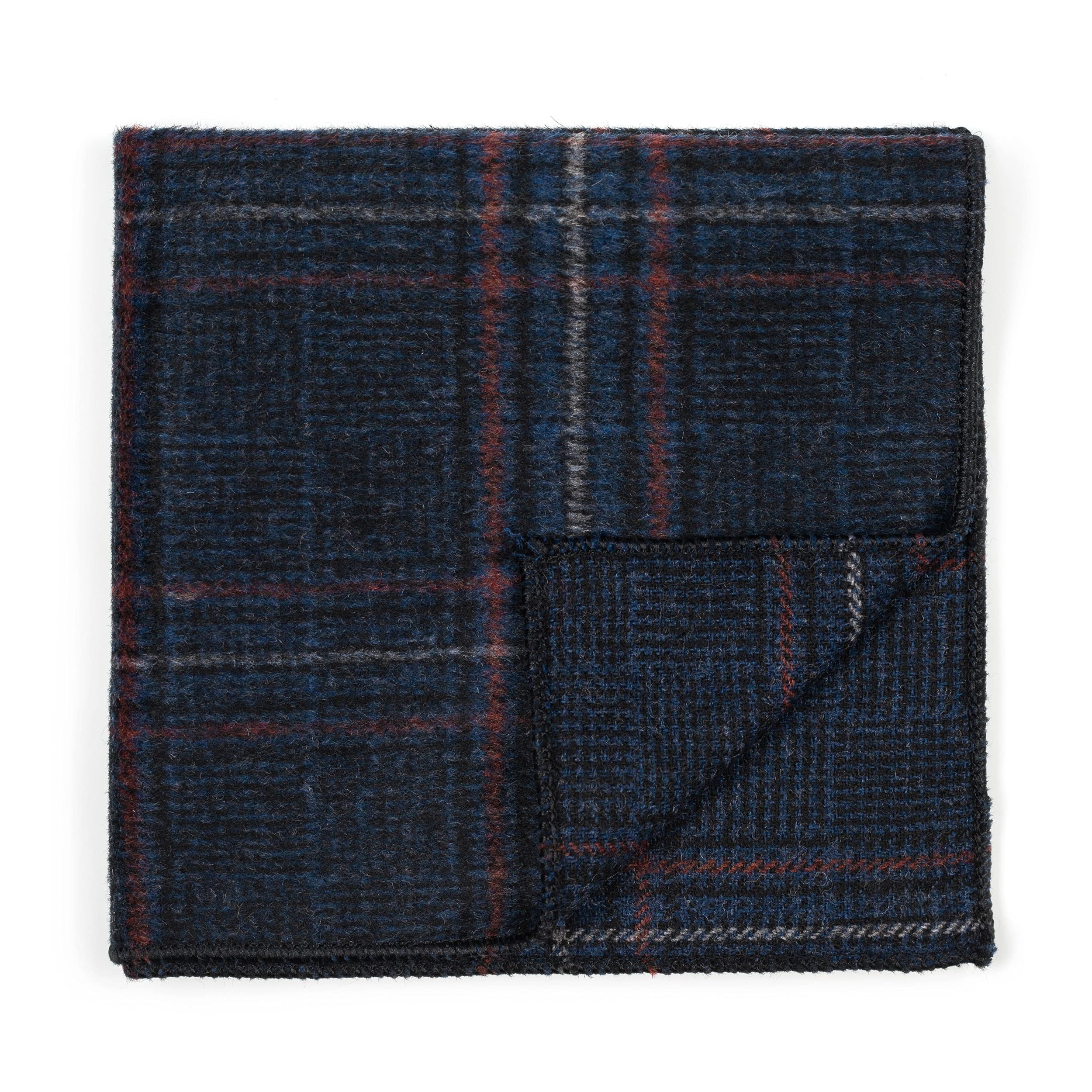 Abel & Burke Navy Blue Overcheck Pocket Square #AB-TPH1020/3