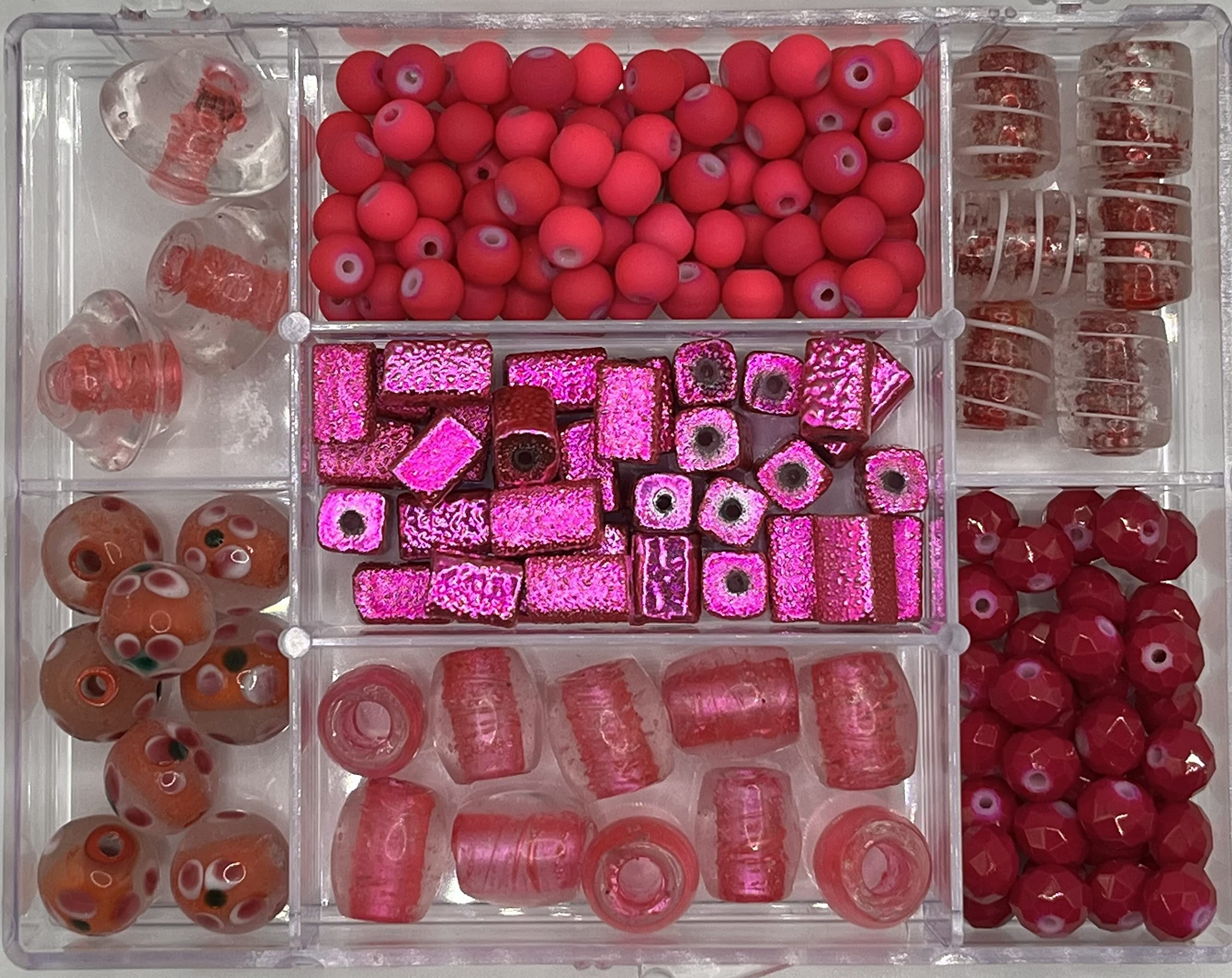 Bead Bazaar Glass Beads in A Case-Pink