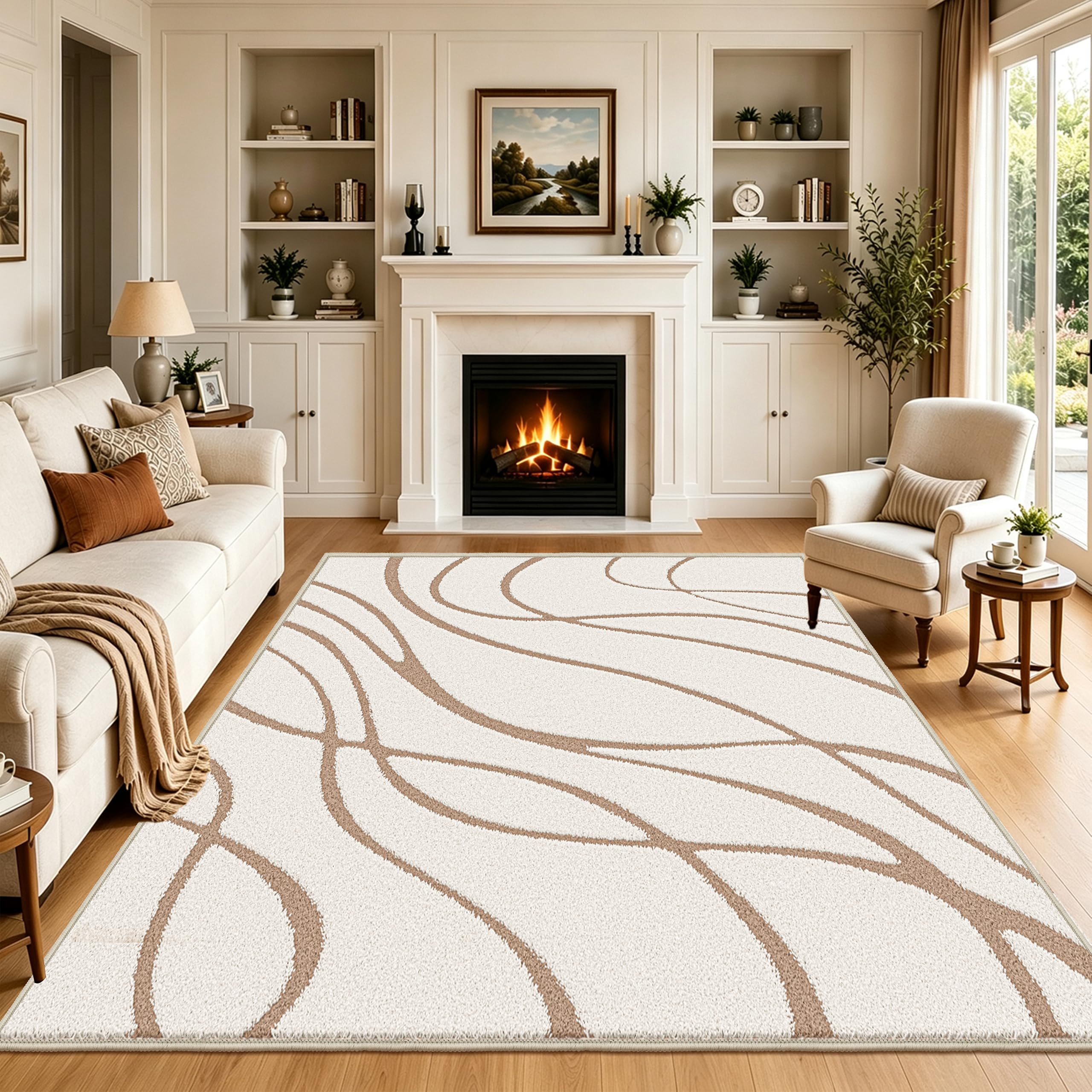 Capslapd Rugs Living Room 160x230 cm Non-Slip Washable Rug, Ivory White โ image 1