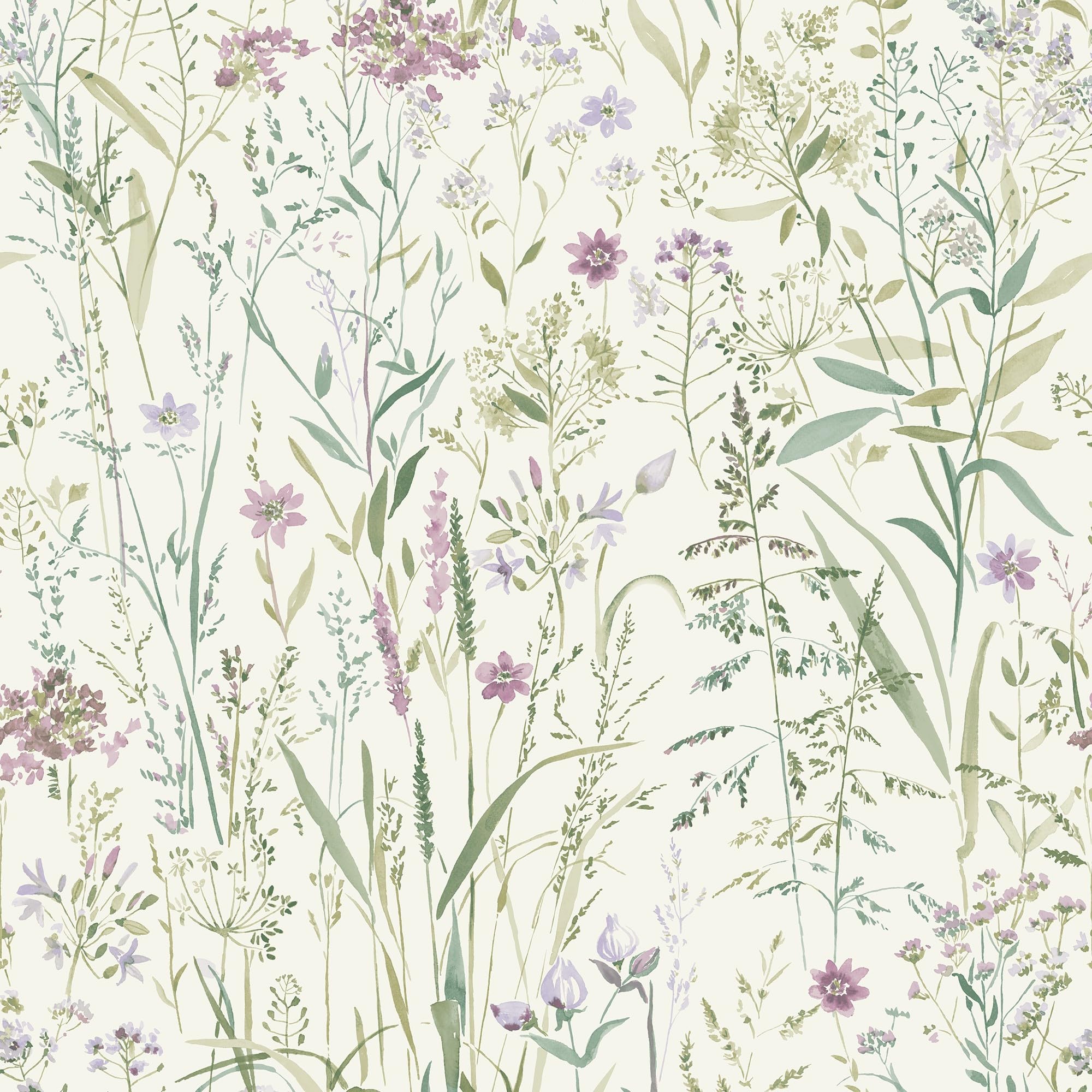 Grandeco Free Flower Sprigs And Grass Wallpaper - Pink - A74502 - Vinyl - Paste the Wall