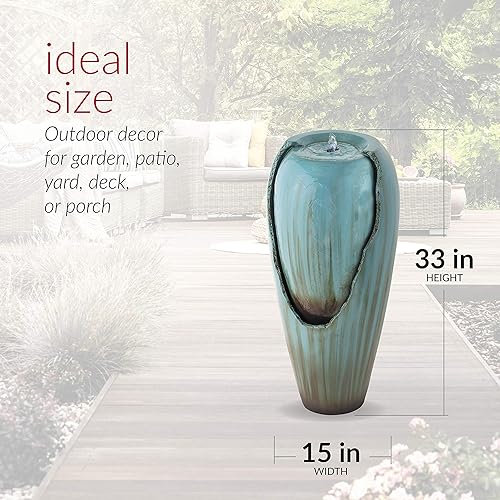 Miniatura 3 de Alpine Corporation DIG100XS con fuente de agua con luz LED 32 pulgadas de alto turquesa