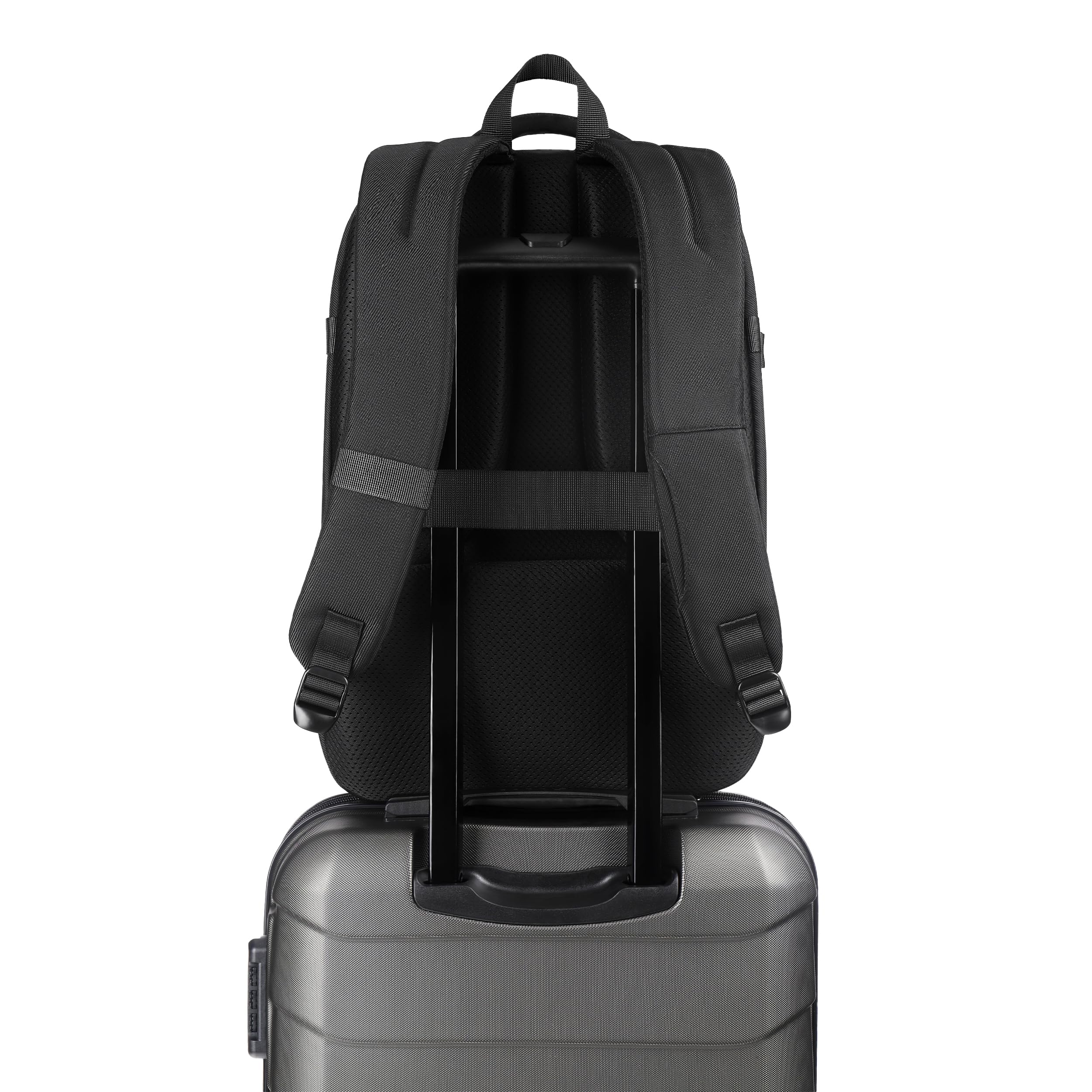 BARRENS Zaino Laptop Uomo Lavoro 15.6 Laptop Pollici, Business Backpack Impermeabile Grande Zaino Scuola con Trolley Strap (Nero)