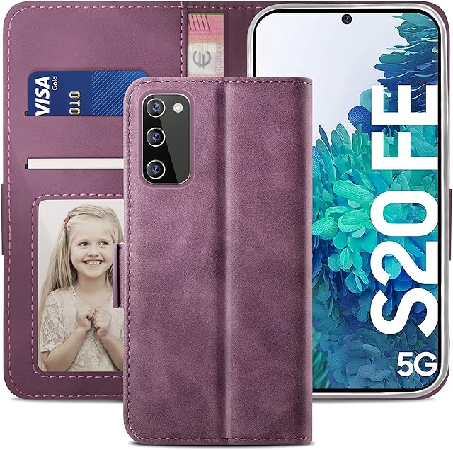 YATWIN Samsung Galaxy S20 FE Case, Samsung S20 FE Flip Wallet Leather Case with Card Slot and Shockproof Function Kickstand Phone Cases Cover for Samsung S20 FE - Wine Red