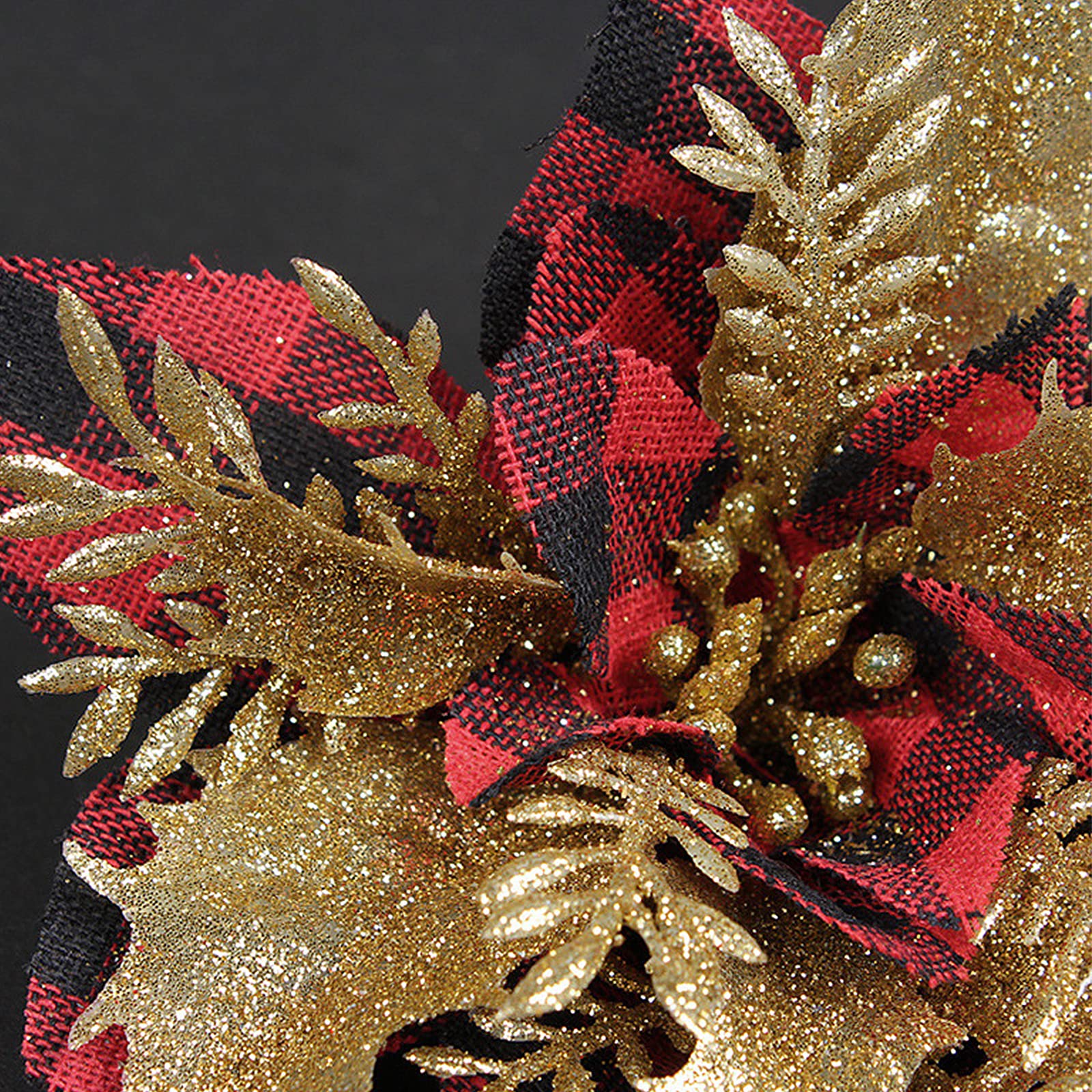 24 stuks kerst glitter poinsettia kunstmatige kerst bloemen, 4,7 inch rode buffel geruite faux kerstboom ornamenten voor xmas bruiloft decor 24 stuks kerst glitter poinsettia kunstmatige kerst bloemen, 4,7 inch rode buffel geruite faux kerstboom ornamenten voor xmas bruiloft decor