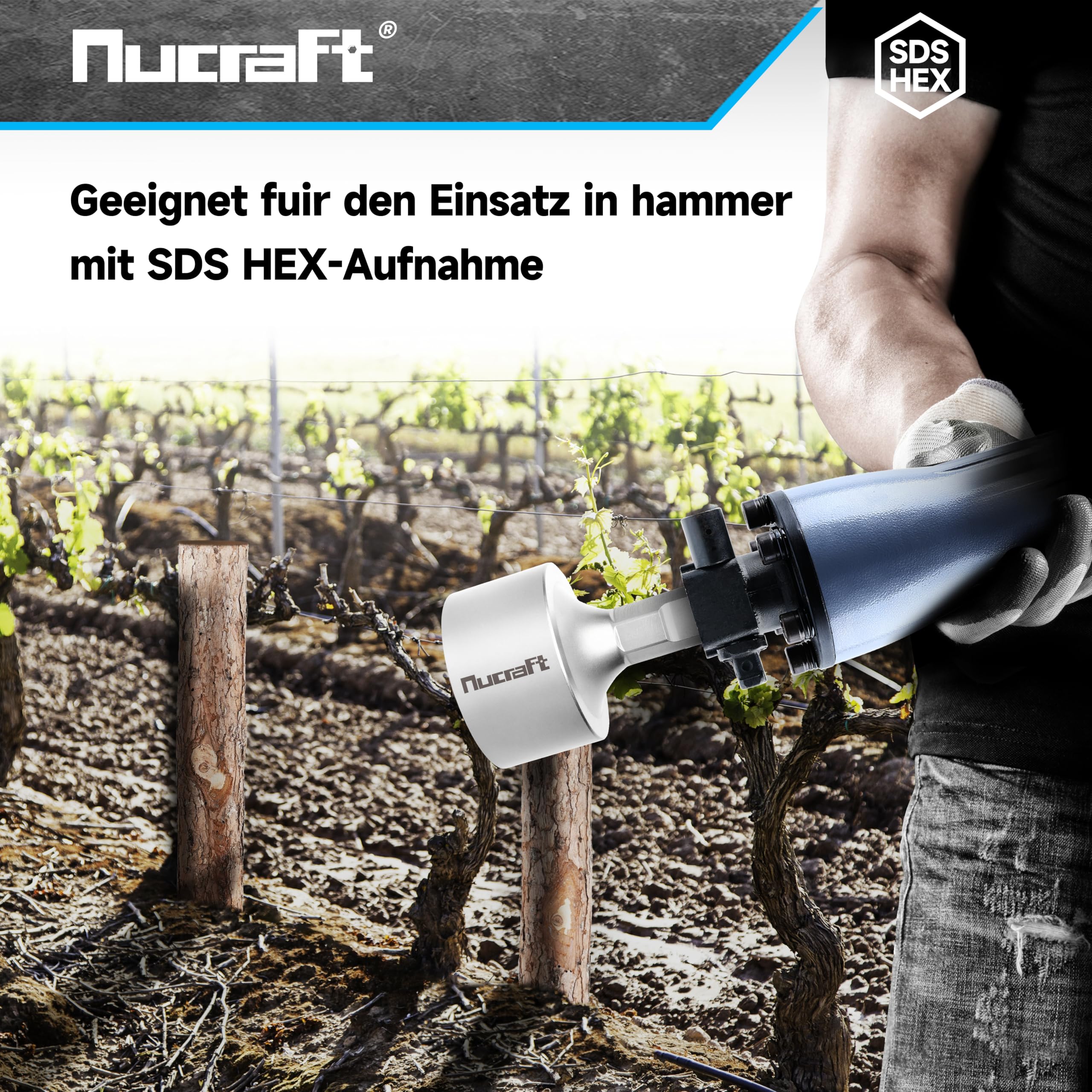 Nucraft Jack Hamme Star/holzpflöcke Picket post driver Treiber Pfahlramme SDS HEX Erdnageleintreiber zum Einstecken von Holzpflöcke 85x105x220mm jackhammer