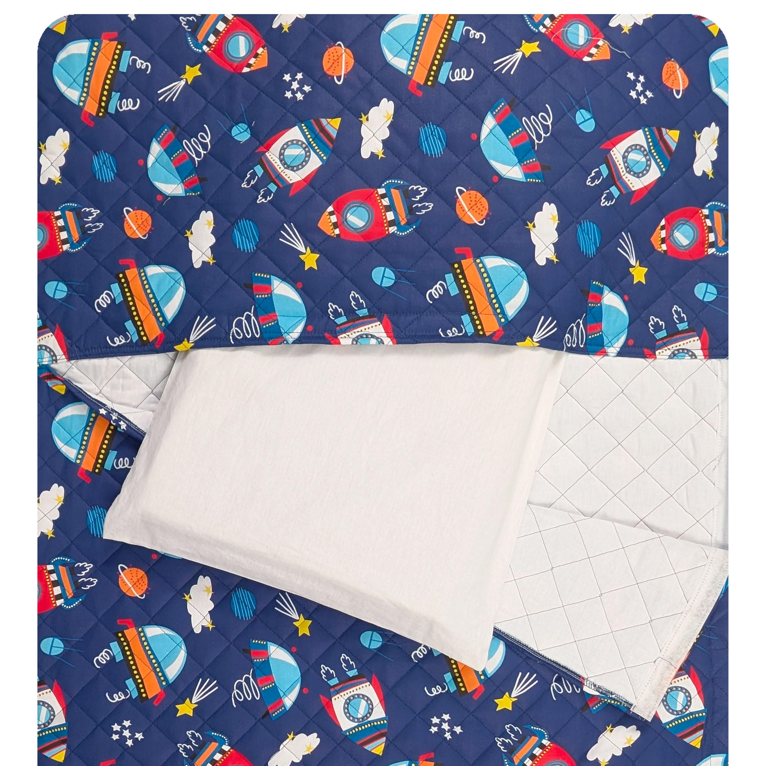 Panini Tessuti Ensemble de puériculture, Sac de Couchage et Pochette pour bébés de 2 à 6 Ans - Tissu matelassé 100% Coton - Made in Italy (StarshipEnsemble de puériculture)