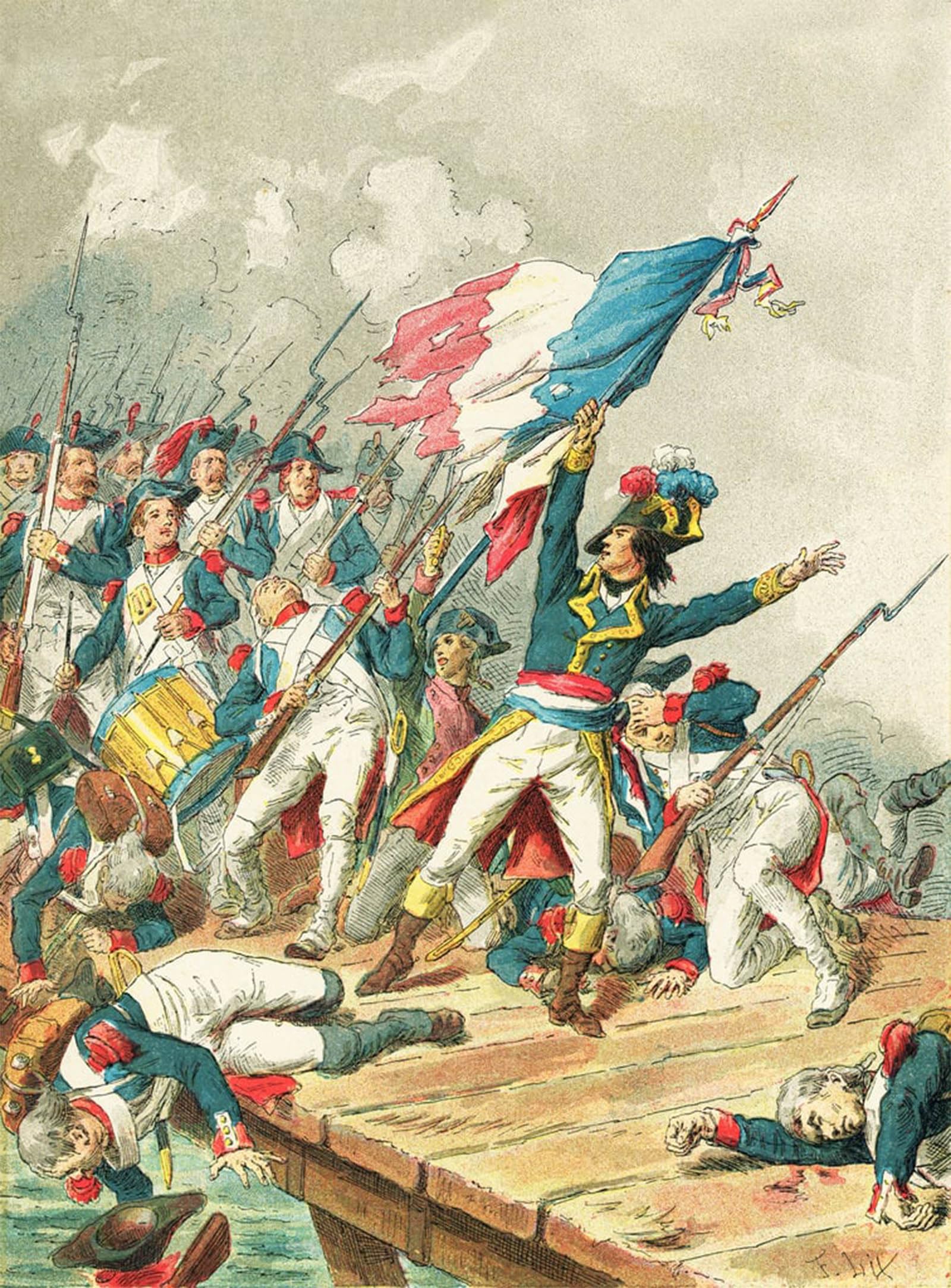 RZHRHJES Famous Painting Poster Art Canvas Print Retro Picture Napoleon Bonaparte At Pont Arcole by Frederic Theodore Lix Poster Wall Art for Office Decor 60x90cm