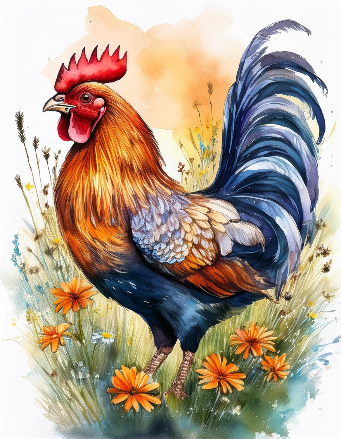 Tile Mural Farm Rooster Kitchen Bathroom Wall Art Backsplash Marble Ceramic