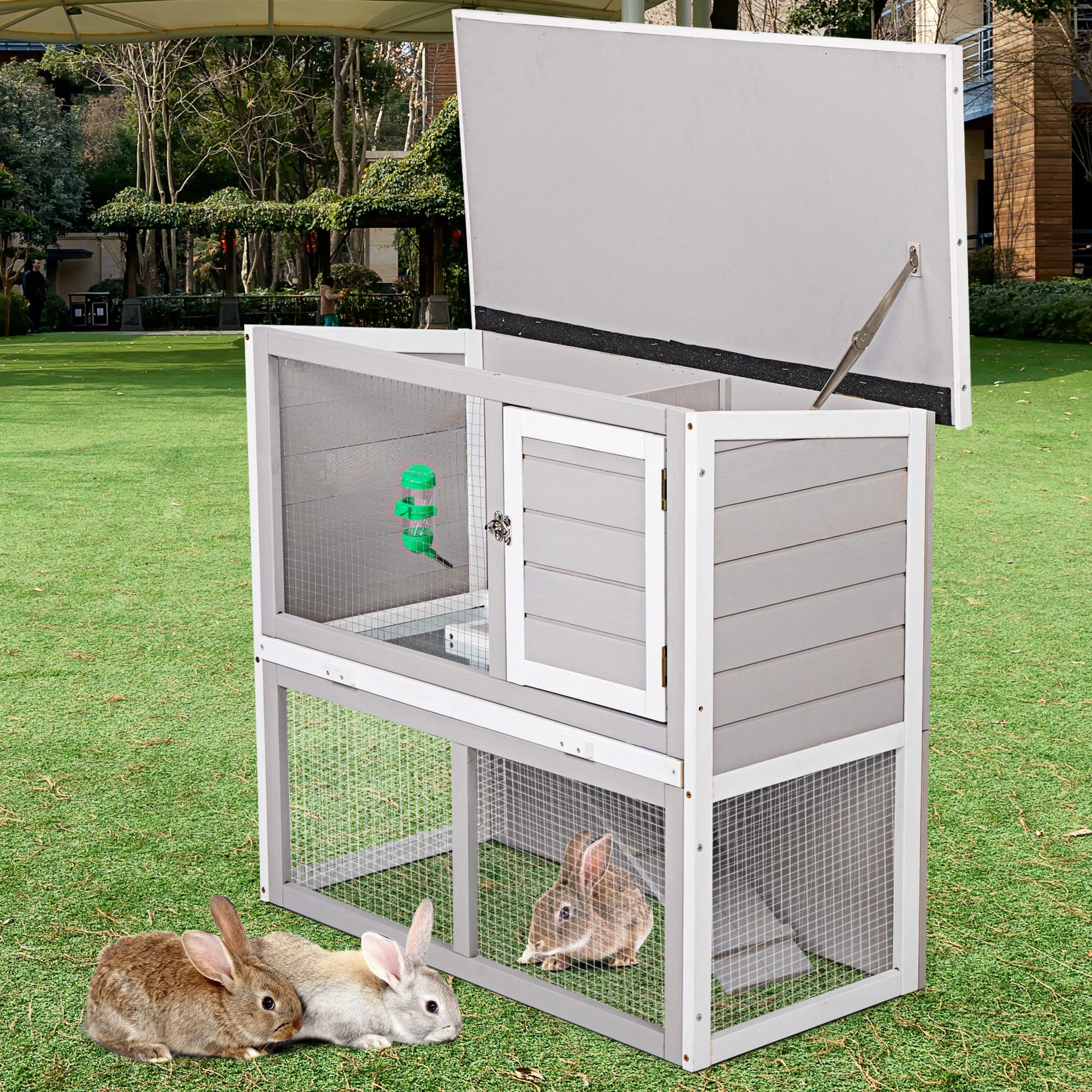 Buy Rabbit Cage Rabbit Hutch Indoor Outdoor, TwoStory Bunny Cage with