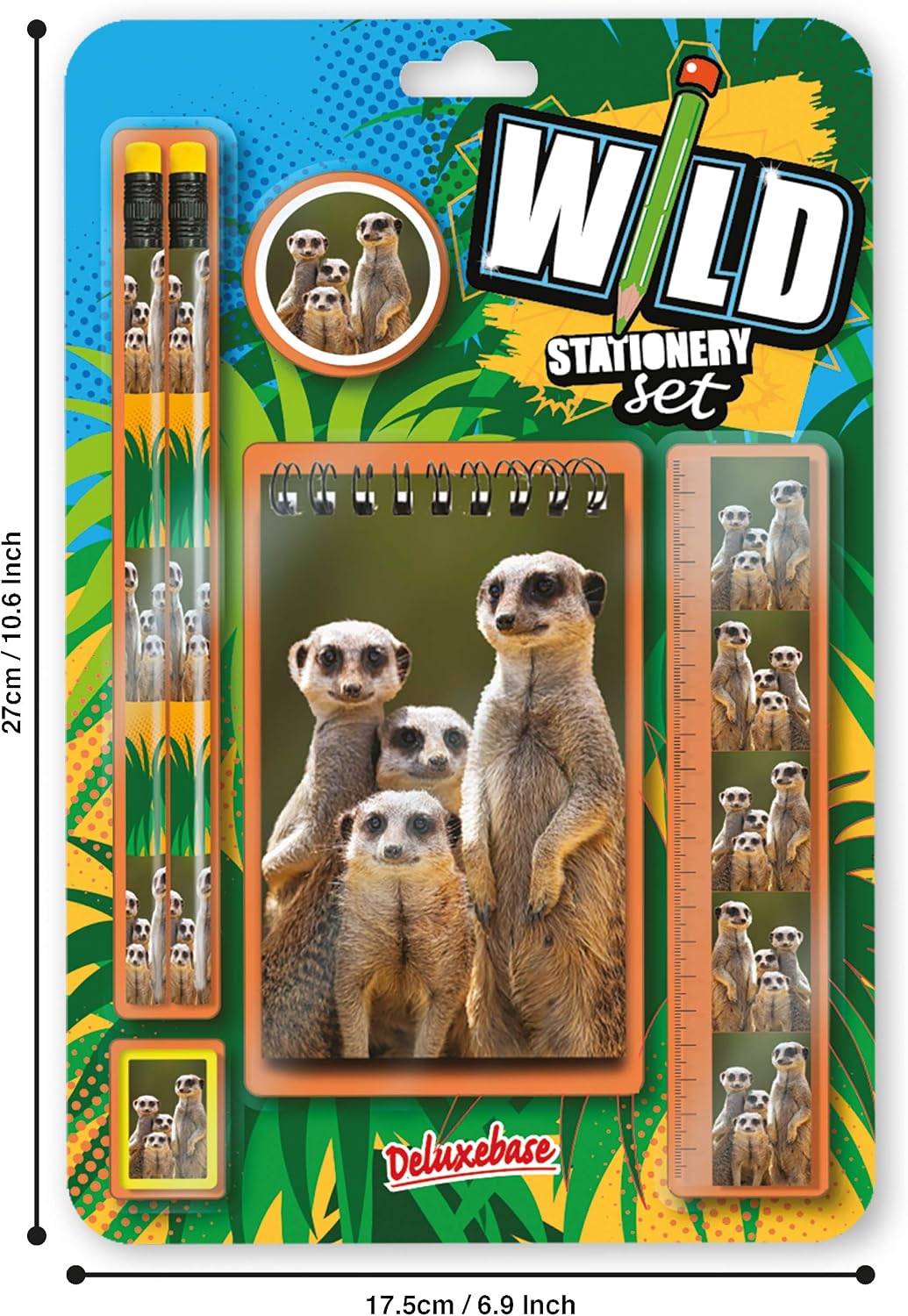 Deluxebase Wild Stationery Set - Meerkat from Animal Stationery Sets with 2 Pencils, Eraser, Pencil Sharpener, Ruler & Cute Notebook. Ideal Office Supplies, Desk Accessories & College Essentials. image 3