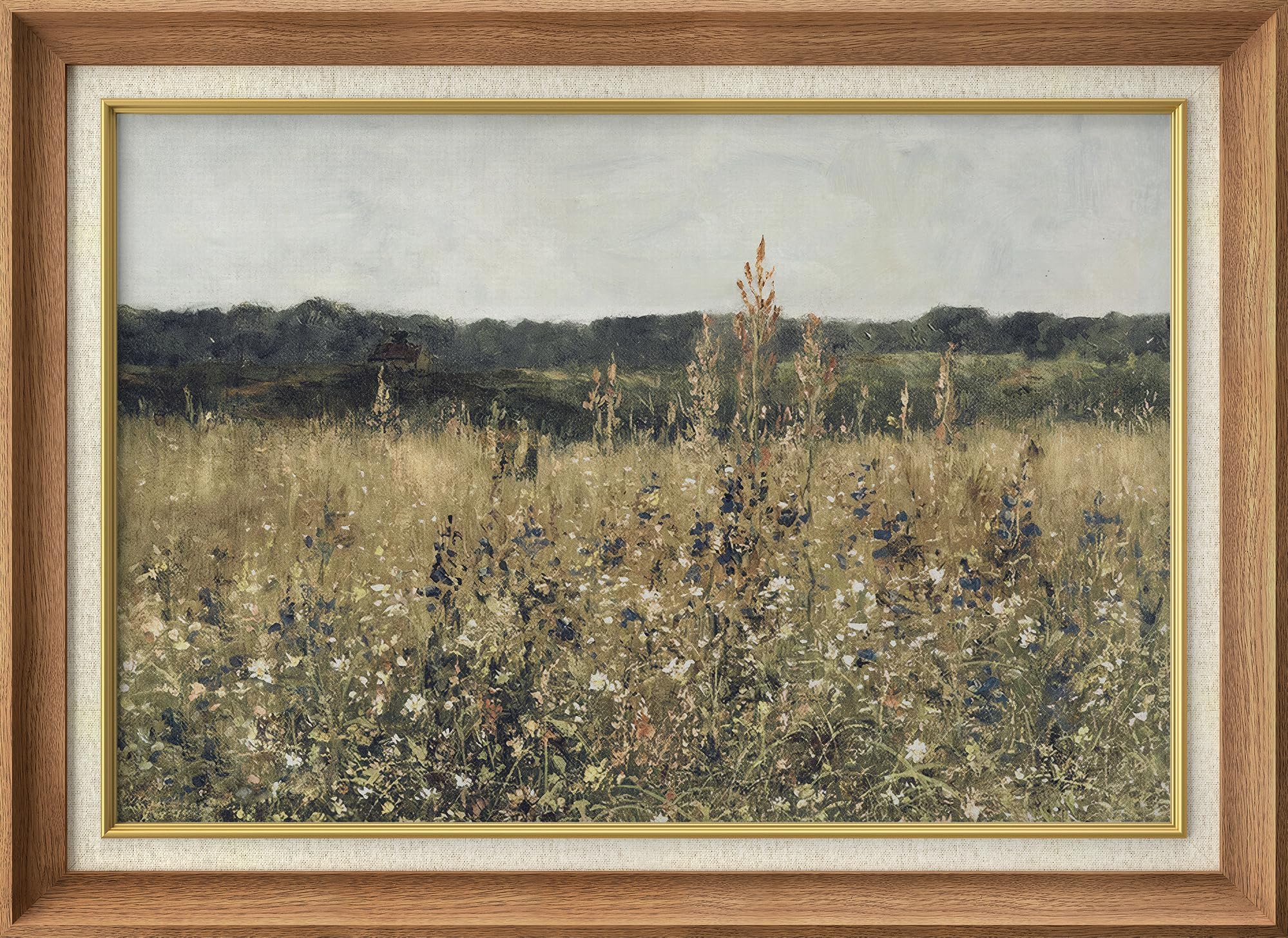 MUDECOR Premium Framed Wall Art Rustic Wildflower Country Landscape Nature Wilderness Illustrations Fine Art Farmhouse Floral Botanical for Living Room, Bedroom, Office - 26"x36" Natural