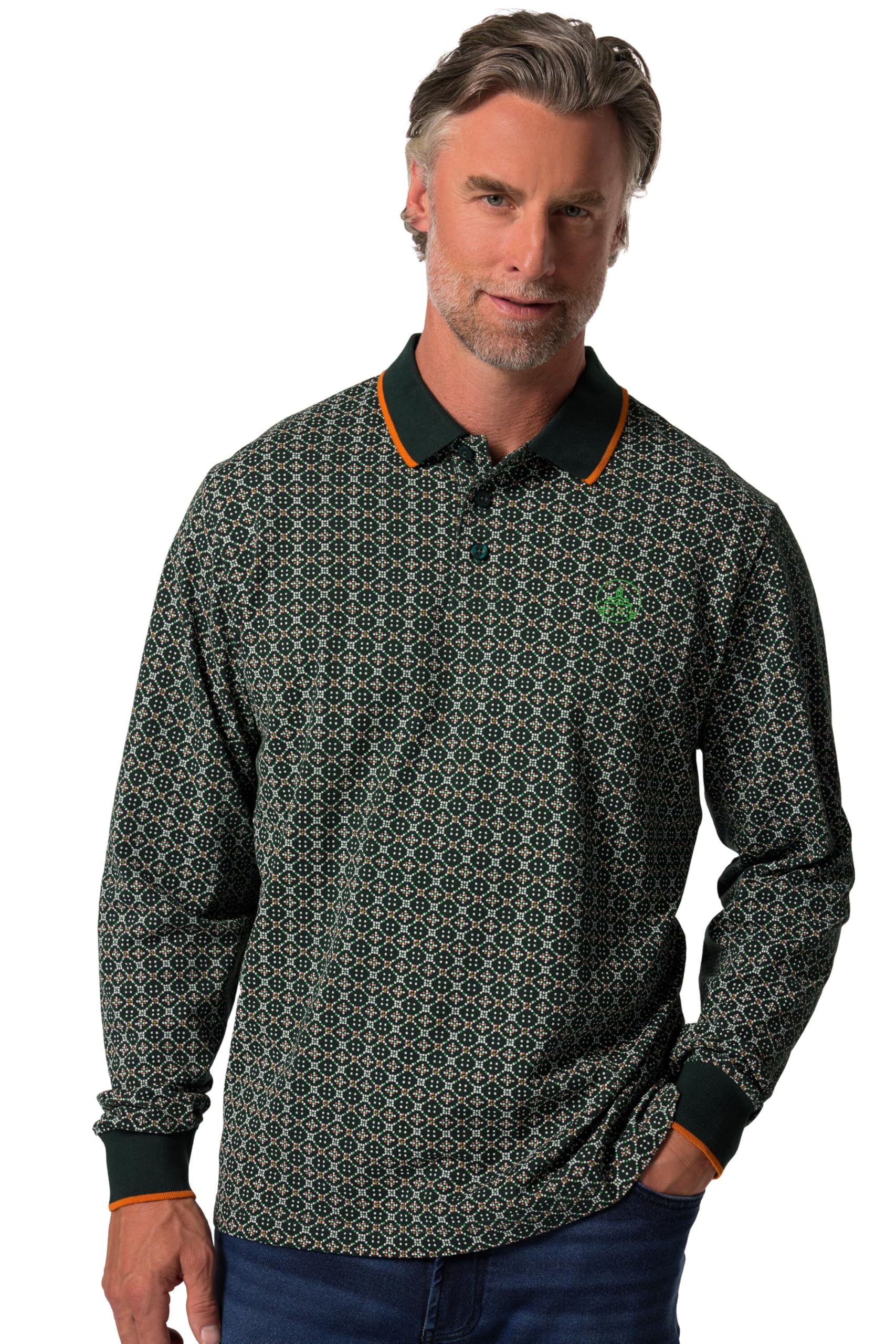 Boston Park Herren große Größen Übergrößen Menswear L-8XL Poloshirt, Langarm, gemusterter Pikee 833095