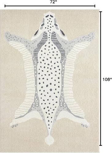 Miniatura 10 de Abani Nuevo Collection - Alfombra de área, diseño moderno de piel sintética, color marfilbeige, 4 x 6 pies, fácil de limpiar, duradera para niños y