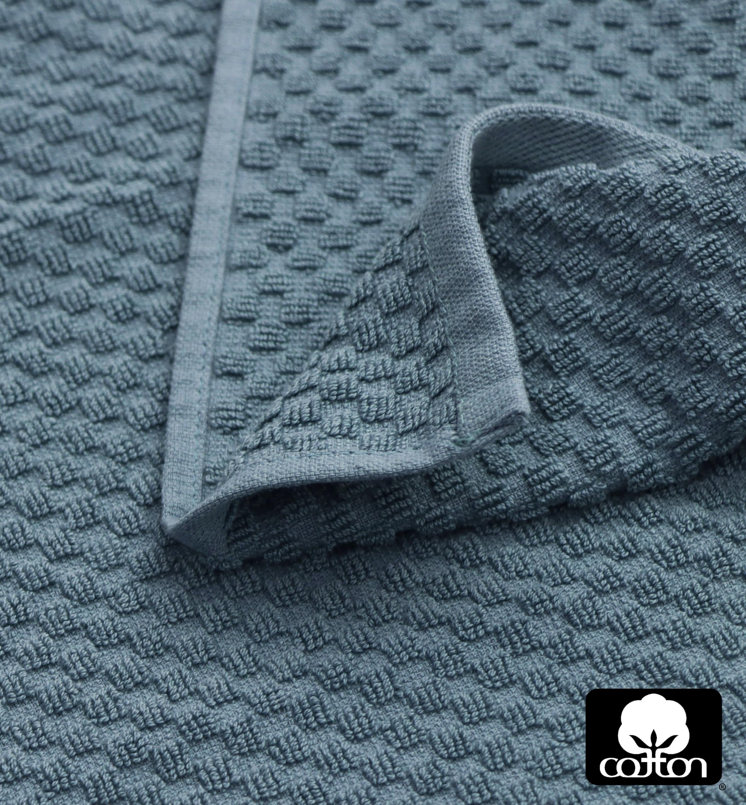 COTTON CRAFT Set di 12 strofinacci in spugna, 100% cotone, trama a nido d'ape, morbidi, assorbenti, ad asciugatura rapida, a basso contenuto di lanugine, riutilizzabili, per bar, 40,6 x 71 cm, blu