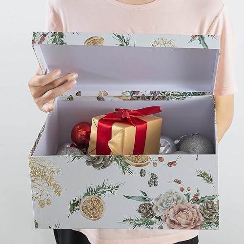 Miniatura 46 de Soul & Lane Cajas de almacenamiento de cartón decorativas con tapas para decoración y organización del hogar, juego de 3 cajas grandes de recuerdo