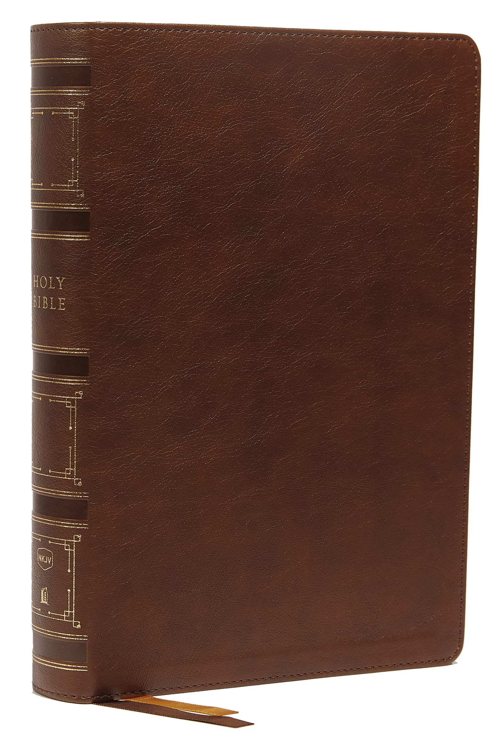 NKJV, Single-Column Wide-Margin Reference Bible, Leathersoft, Brown, Red Letter, Comfort Print, Hardback,