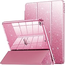 INFILAND iPad 6th/5th Generation 9.7 Inch 2018/2017 Case, iPad Air 2/Air 1st Cute Glitter Clear Protective Case for Kids Girls Women with Pencil Holder (Pink)