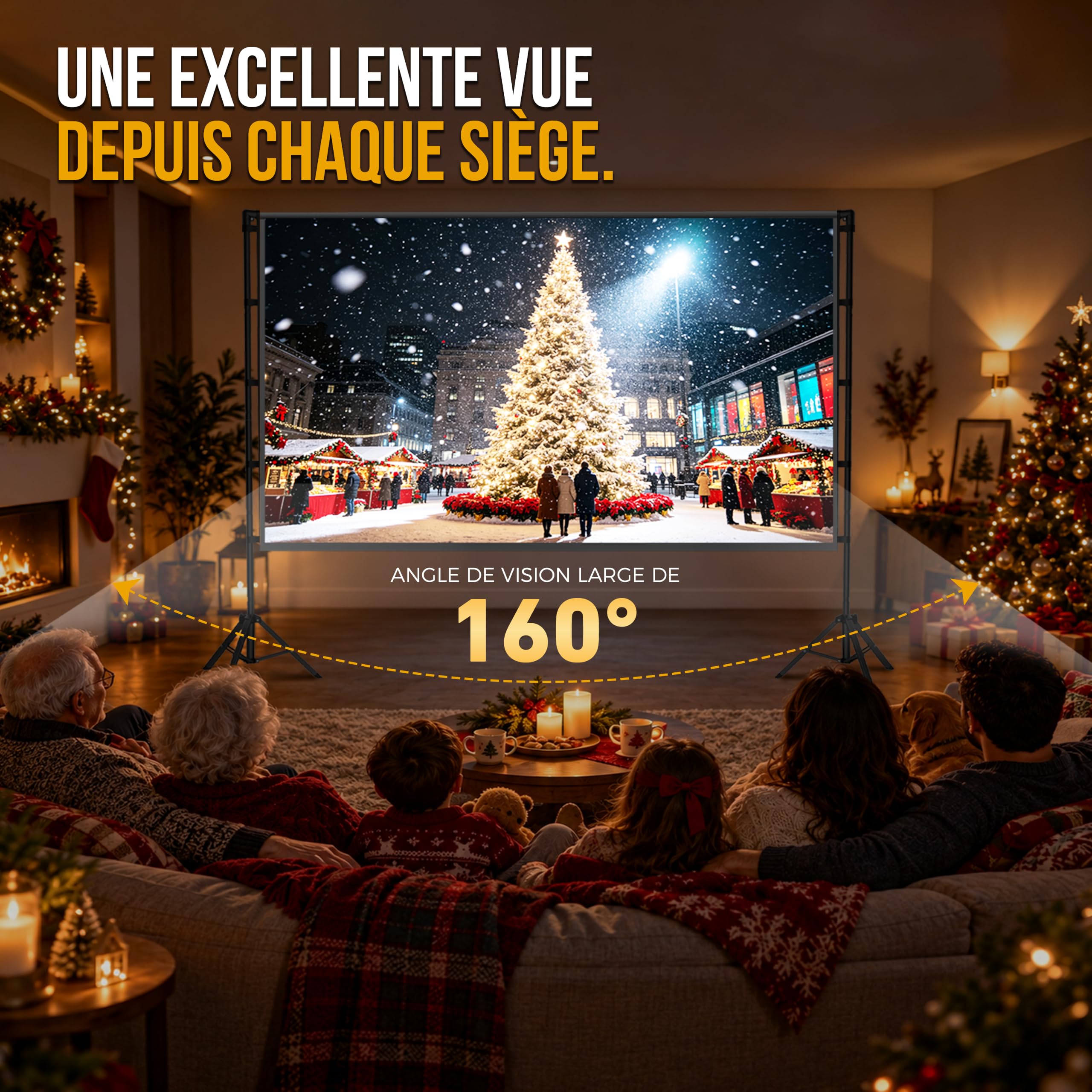 Écran de projection d'extérieur de 254 cm avec trépied
