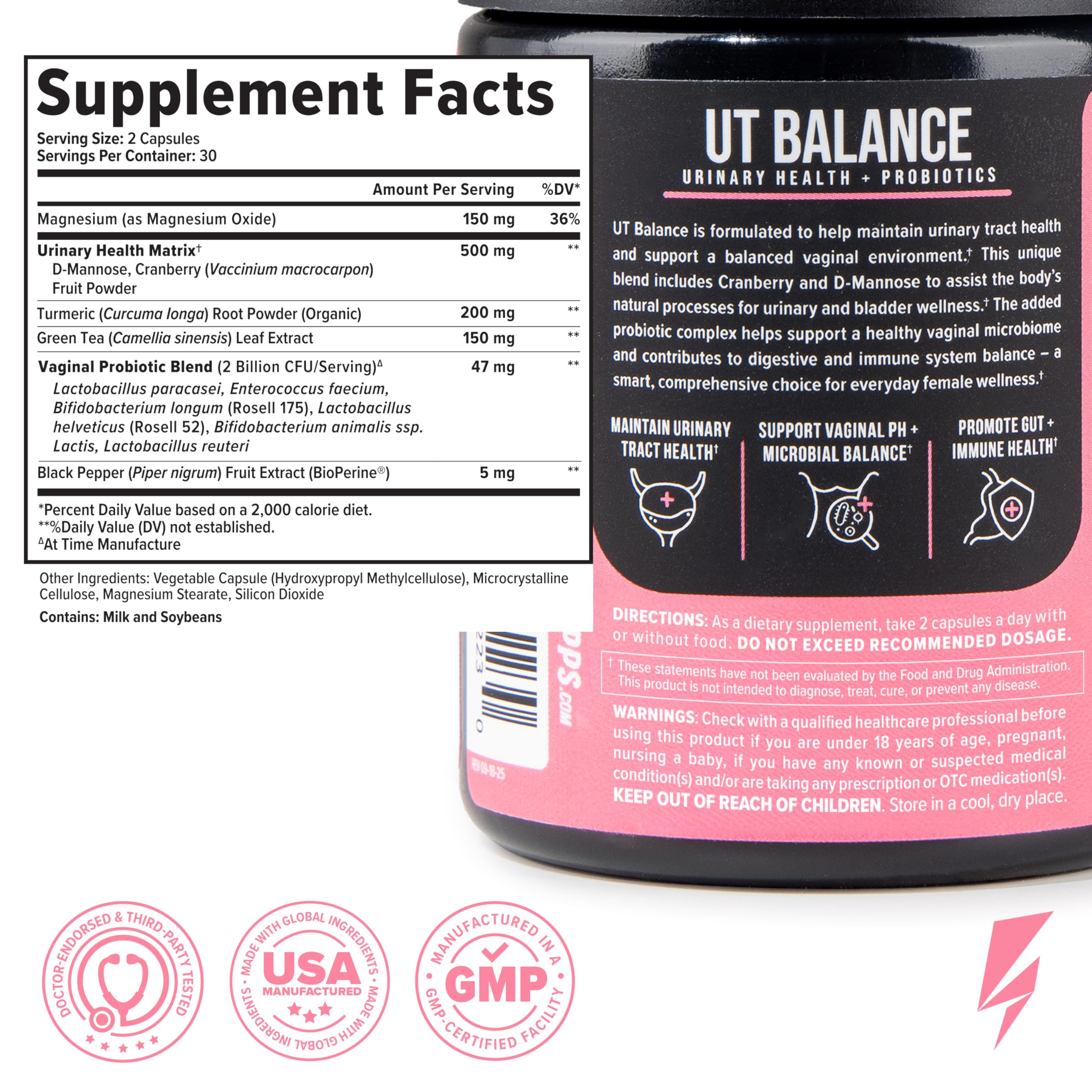 Inno UT Balance - Women's Probiotics with Cranberry, Magnesium, Green Tea, & Turmeric - Vaginal Health Probiotics for pH Balance, Urinary Tract Health and Freshness Support for Women (60 Capsules) — Amazon image 5