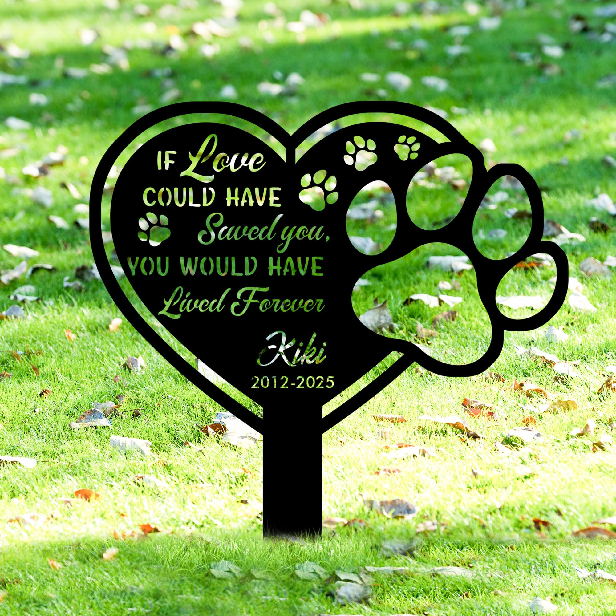 Personalized Dog/Cat Memorial Garden Stake - Custom Metal Grave Marker with Floral Engraving - Outdoor Pet Tombstone for Cemetery Decor - Durable Black Dog/Cat Headstone Memorial Gift