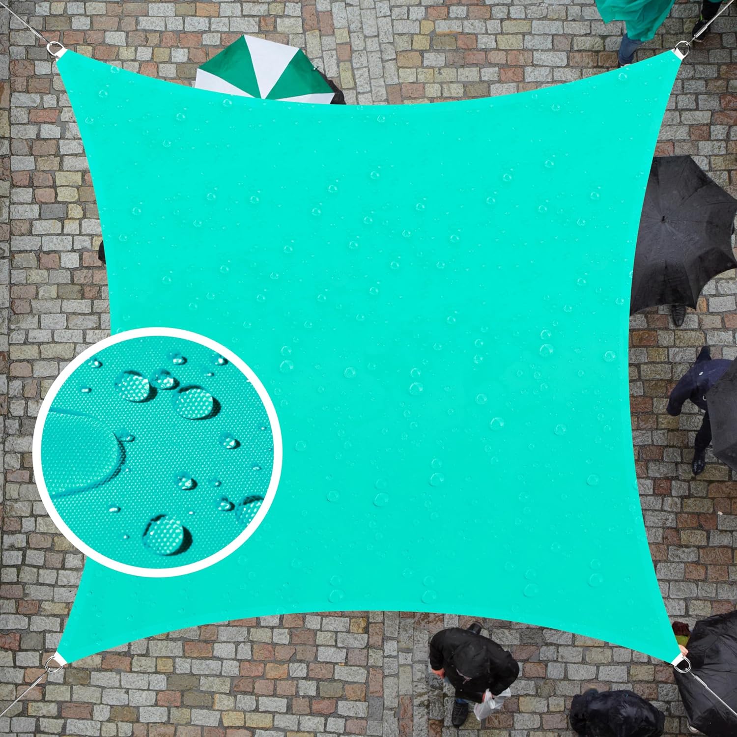 ColourTree Custom Size 5' x 5' Custom Size Turquoise TADR0712 Rectangle Waterproof Sun Shade Sail UPF50 Canopy Awning Shelter, 95% UV Block Water Resistant, Garden Carport Outdoor Patio (We Customize)