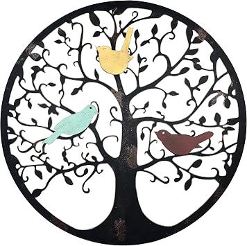 Remenna Metal Wall Art-Tree of Life Wall Decor 23inch Family Tree Metal Wall Hanging Bedroom غرفة المعيشة الديكور في الهواء الطلق شجرة الحياة