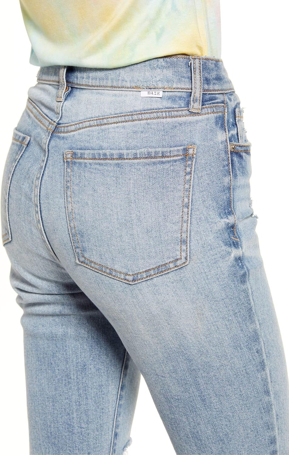 DAZE Women's Shy Girl High Rise Crop Flare Denim Jeans with Frayed Hem (Jewel, 26) - Image 4