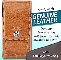 Vista 2 de Hengwin Funda de cuero para teléfono celular con clip para cinturón para cinturón, tarjetero para la cintura, compatible con iPhone 15 Pro Max