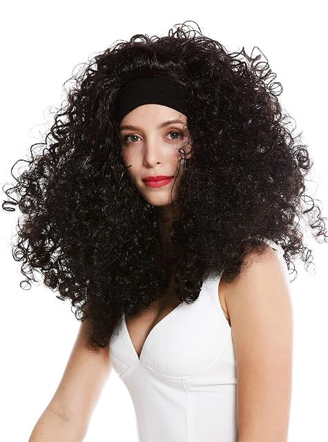 Foto 3 de 4 de WIG ME UP- LM-153-ZA1 Peluca Mujer Carnaval Banda Pelo Largo Rizado voluminoso Mujer Latina Color Negro