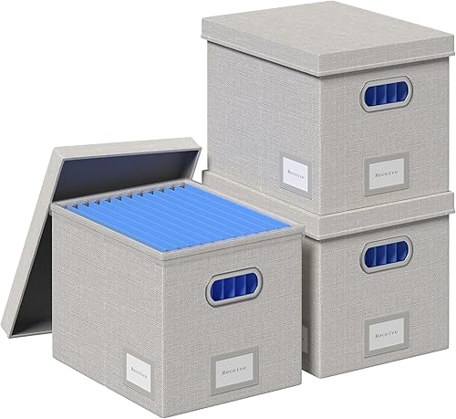 GRSQYS Caja organizadora de archivos para colgar archivos con tapa, juego de 3 carpetas decorativas colgantes con marco de plástico de una pieza