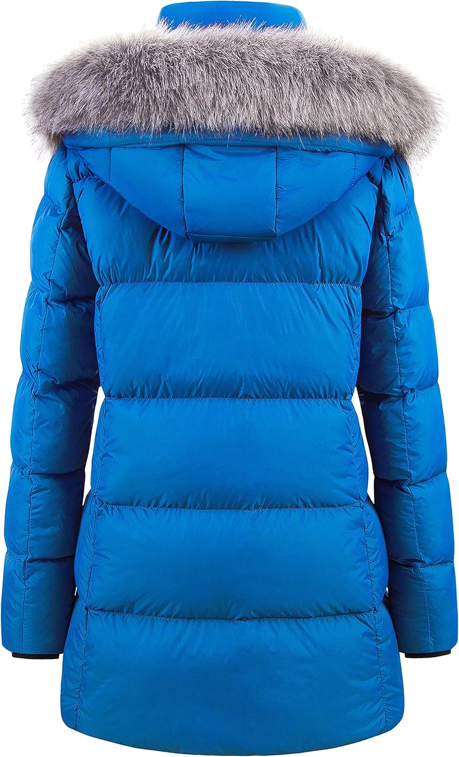 CREATMO US Women's Winter Snow Jacket Long Fur Puffer Coat With Removable Faux Fur Trim - Image 2