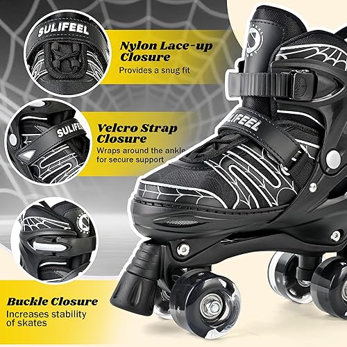 Miniatura 3 de SULIFEEL Patines ajustables para niños de 3 a 5 años, 5 a 8, 6 a 12 años, con 4 tamaños de ruedas ajustables iluminadas, el mejor regalo para niños