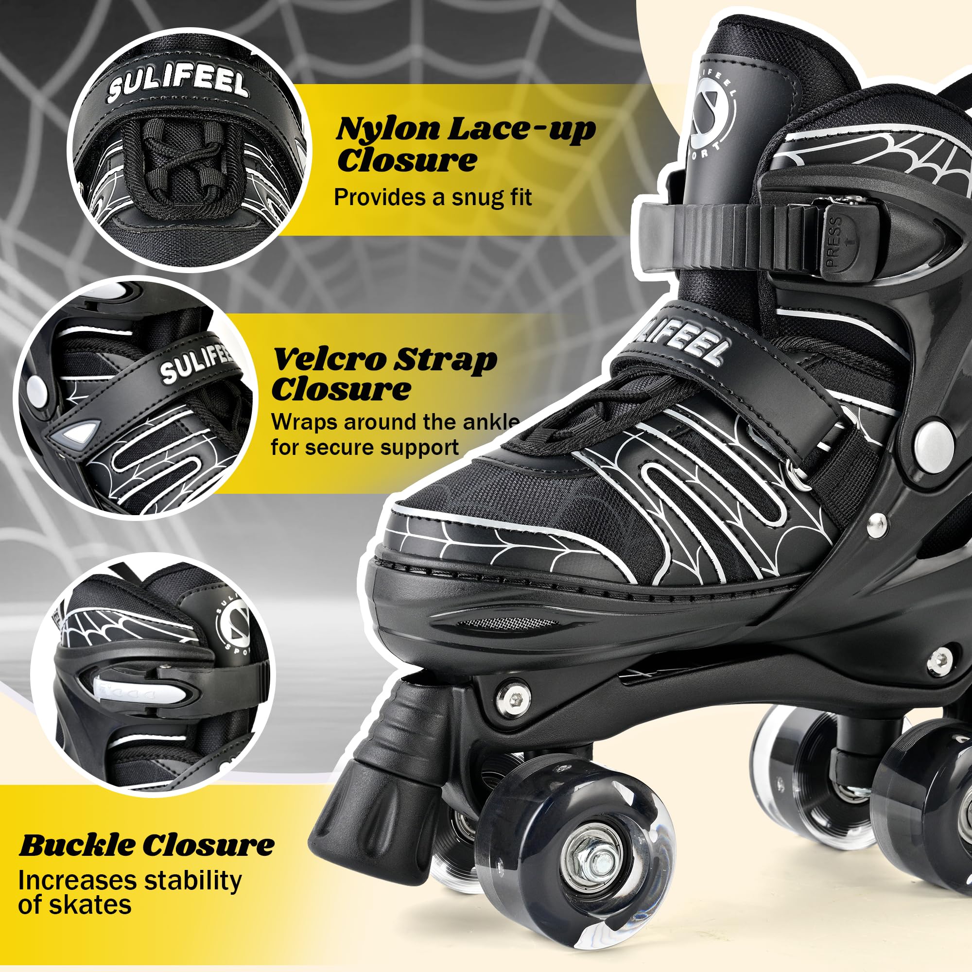 SULIFEEL Patines ajustables para niños de 3 a 5 a 8 a 6 a 12 con 4 tamaños de luz ajustable sobre ruedas, el mejor regalo para niños para principiantes, deportes de interior y exterior