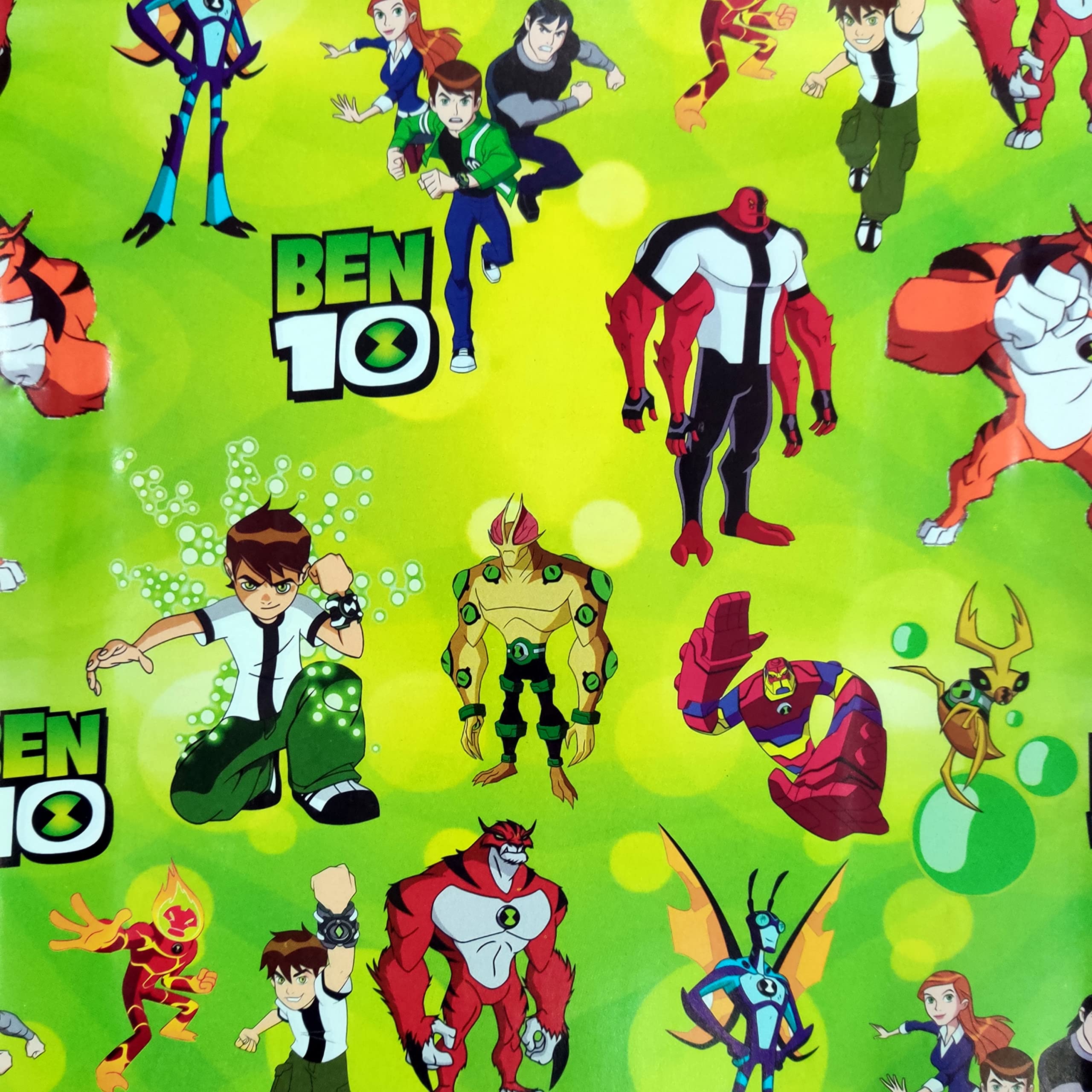 Ben 10 Cartoon Gift Wrapping Paper (Pack of 25) 50cm x 70cm, Chromographic Import Quality Gifts Wrap Roll for Birthdays/Anniversary/Party/Wedding/Christmas Bells & Ribbon