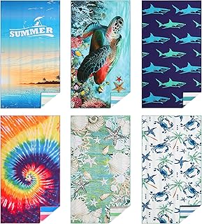 Casa Platino Lucky Bay Strandtücher in Übergröße, 180 x 81 cm, große, sandfreie Mikrofaser-Handtücher, schnelltrocknend, leicht, doppelseitig, bedruckt für Reisen, Camping, Erwachsene, Urlaubszubehör,