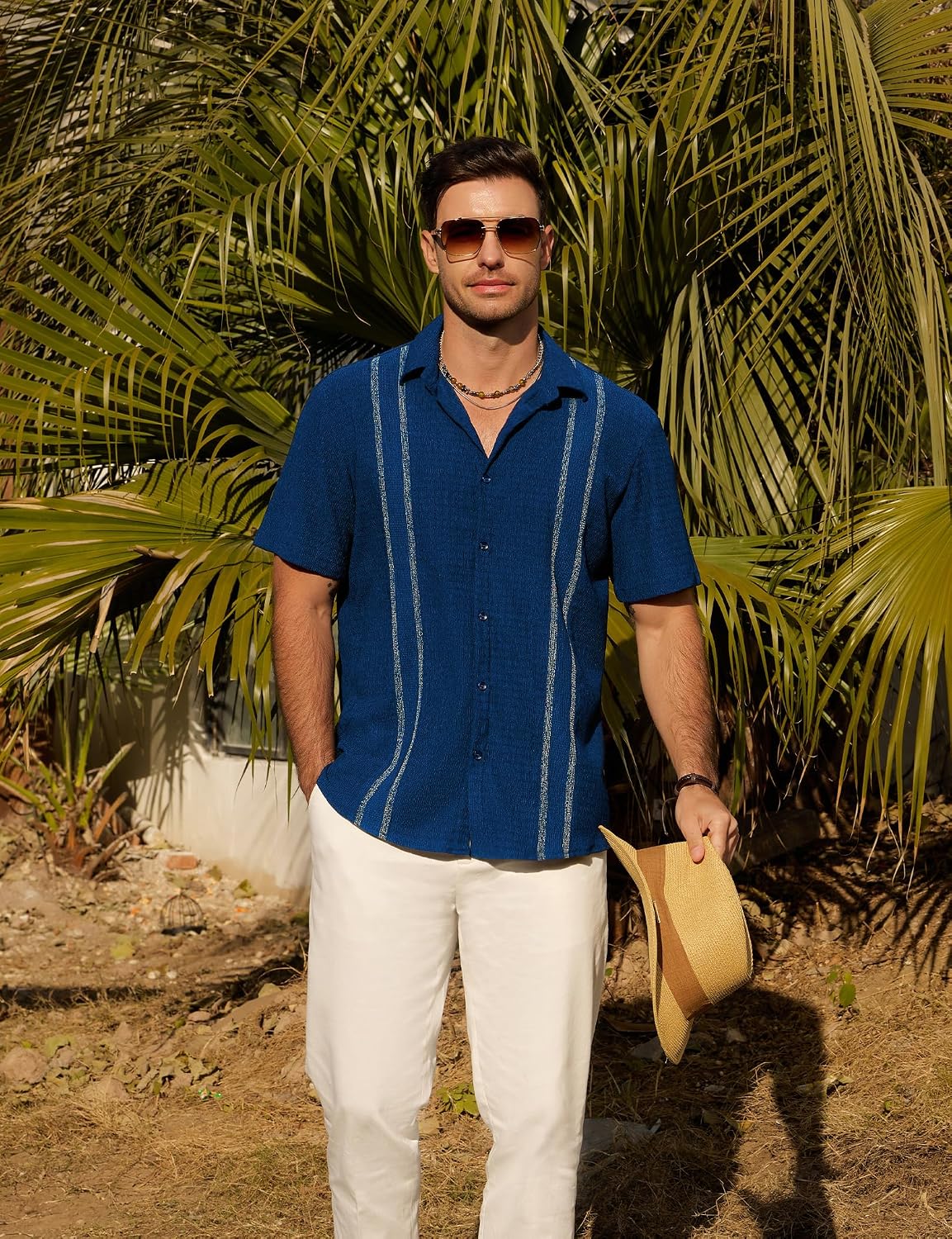AOTIK Mens Short Sleeve Button Down Shirts Casual Summer Hawaiian Shirt image 3