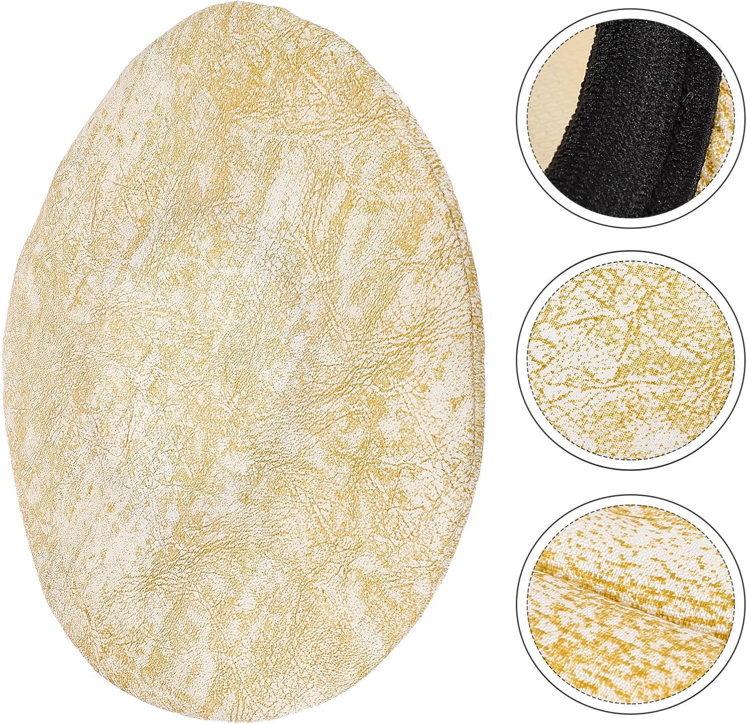 Beige Fabric Round Stool Cover with Elastic Band for Vanity Seats