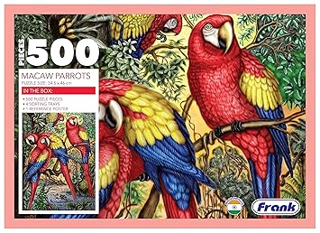 Frank Macaw Parrots 500 Piece Jigsaw Puzzle for Adults & Kids Above 10 Years | Fun & Challenging Having Realistic Illustrations | Puzzle Games for Focus, Memory and Stress Relief, Gifts for Teenagers - image, photos